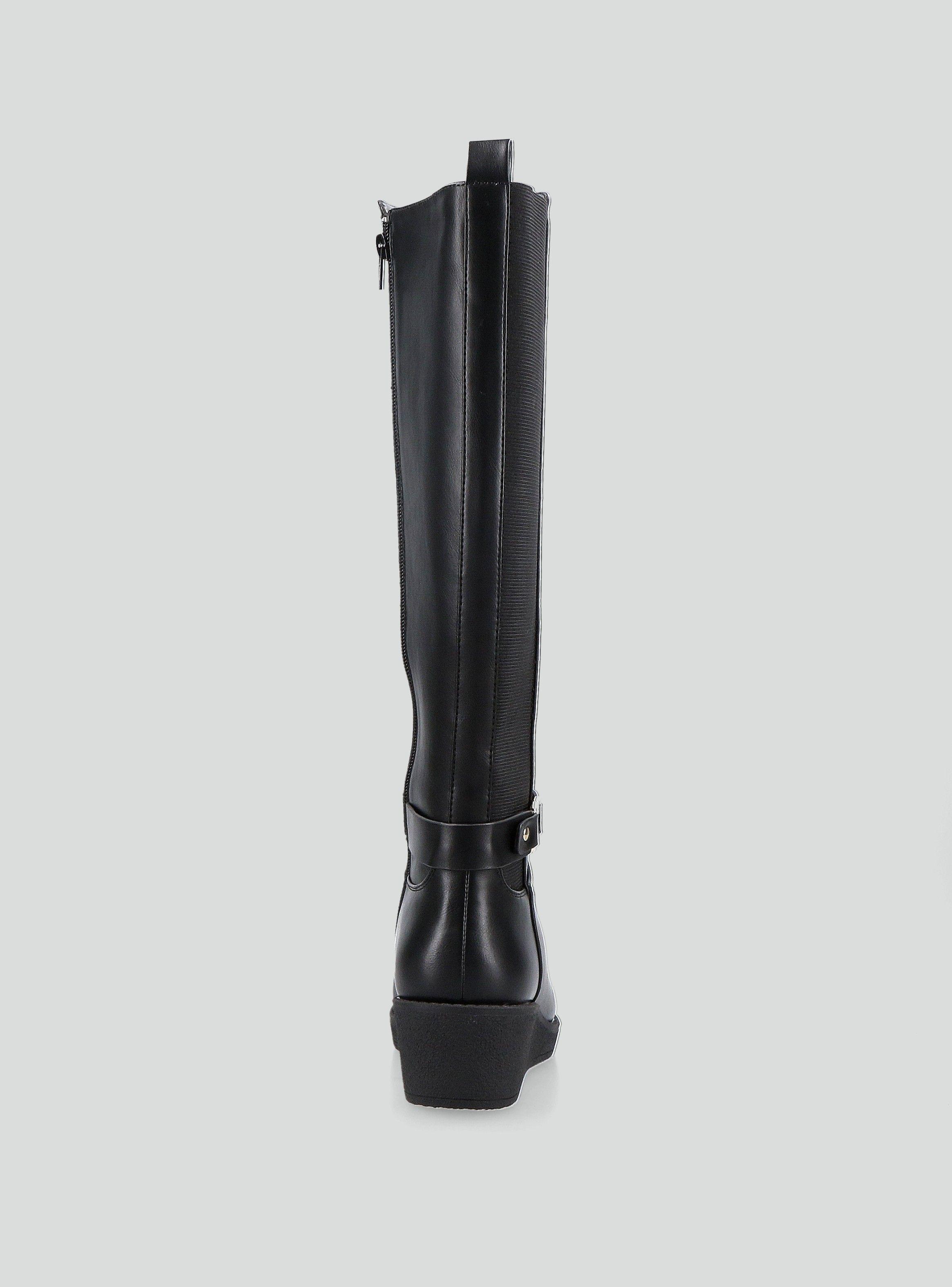 Bota Cuña Efecto Cuero Mujer-3