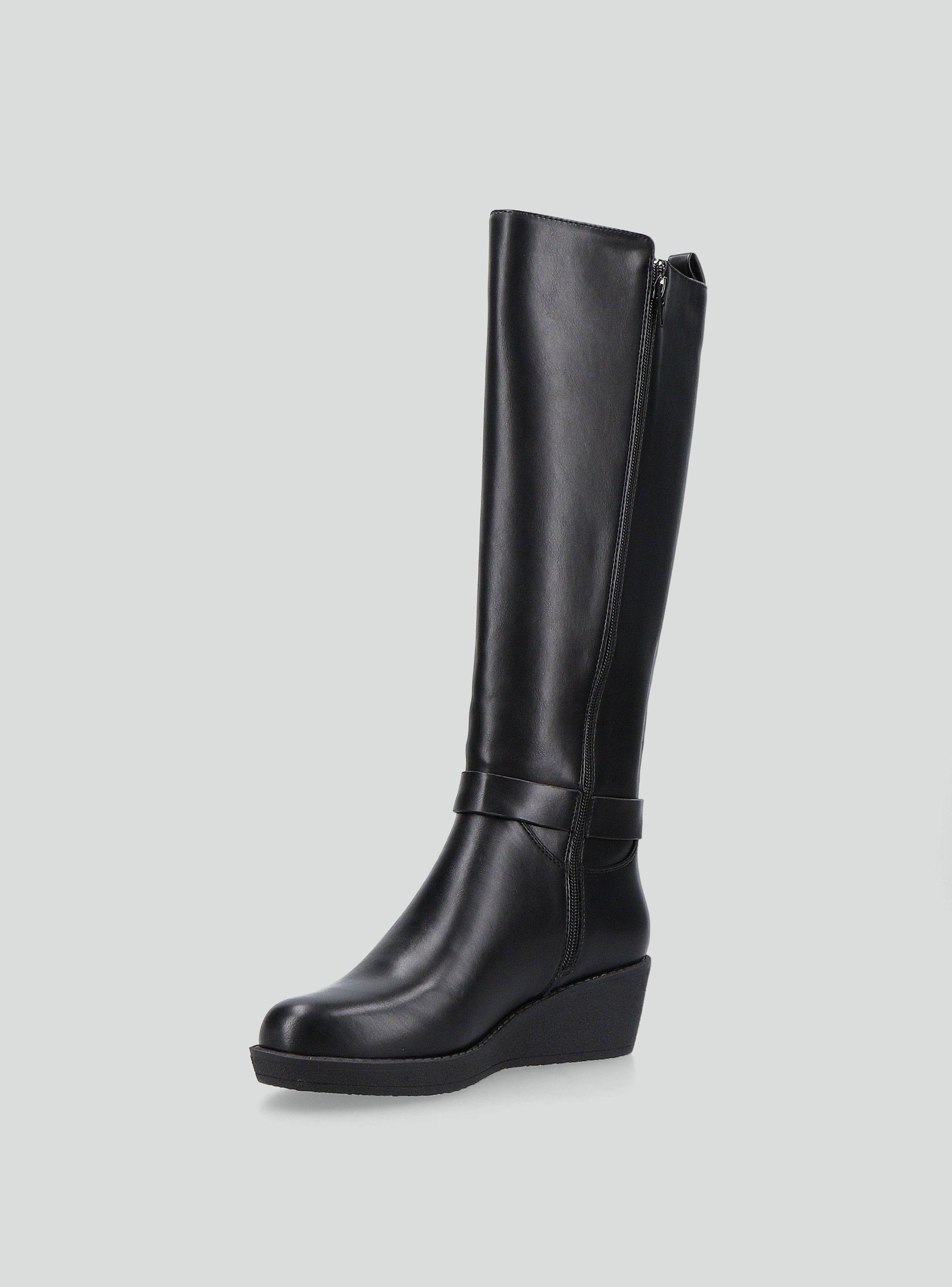 Bota Cuña Efecto Cuero Mujer-2