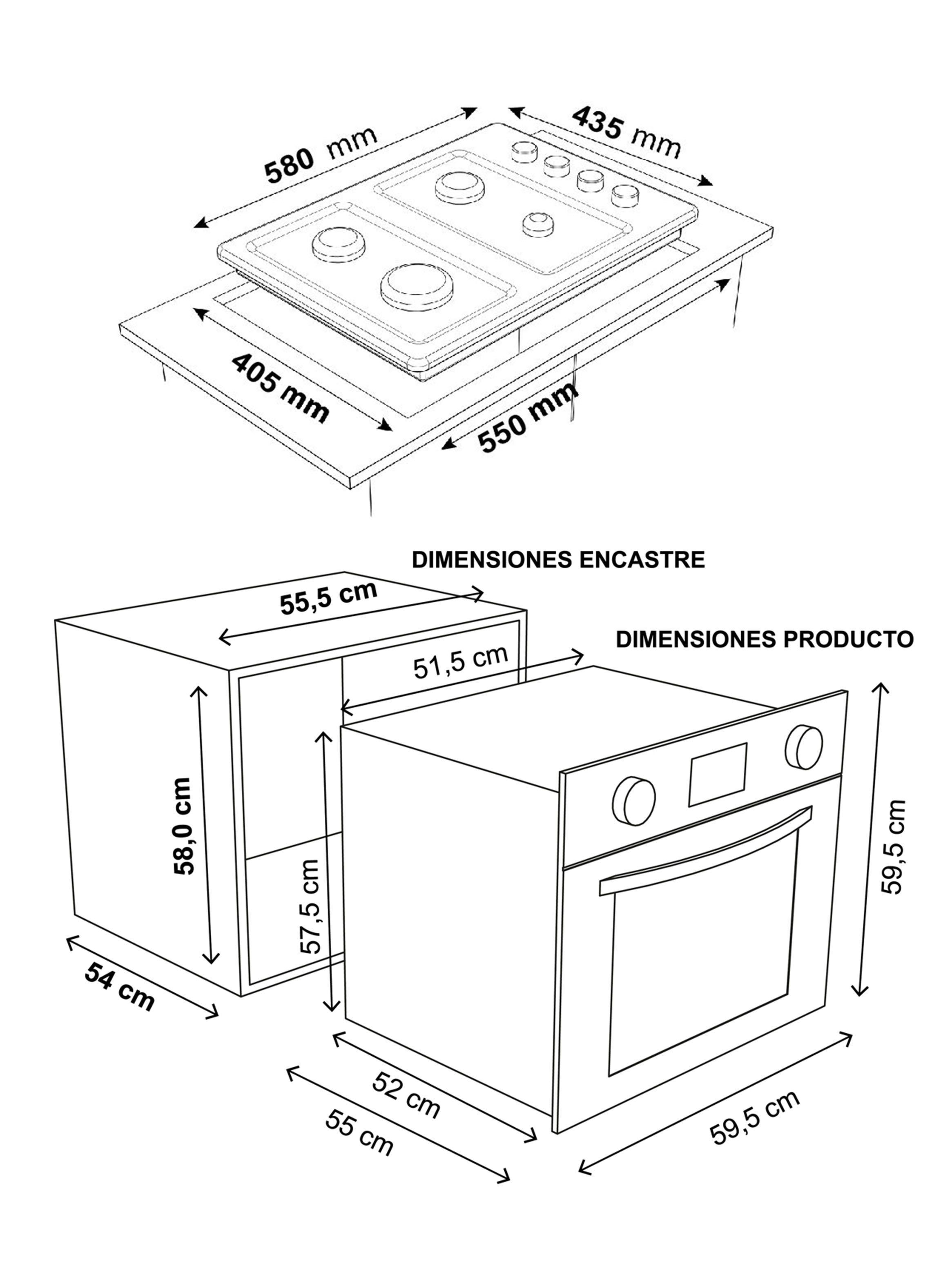 Kit Empotrable Kit-140 Trío Inox Style Horno + Encimera + Campana-4