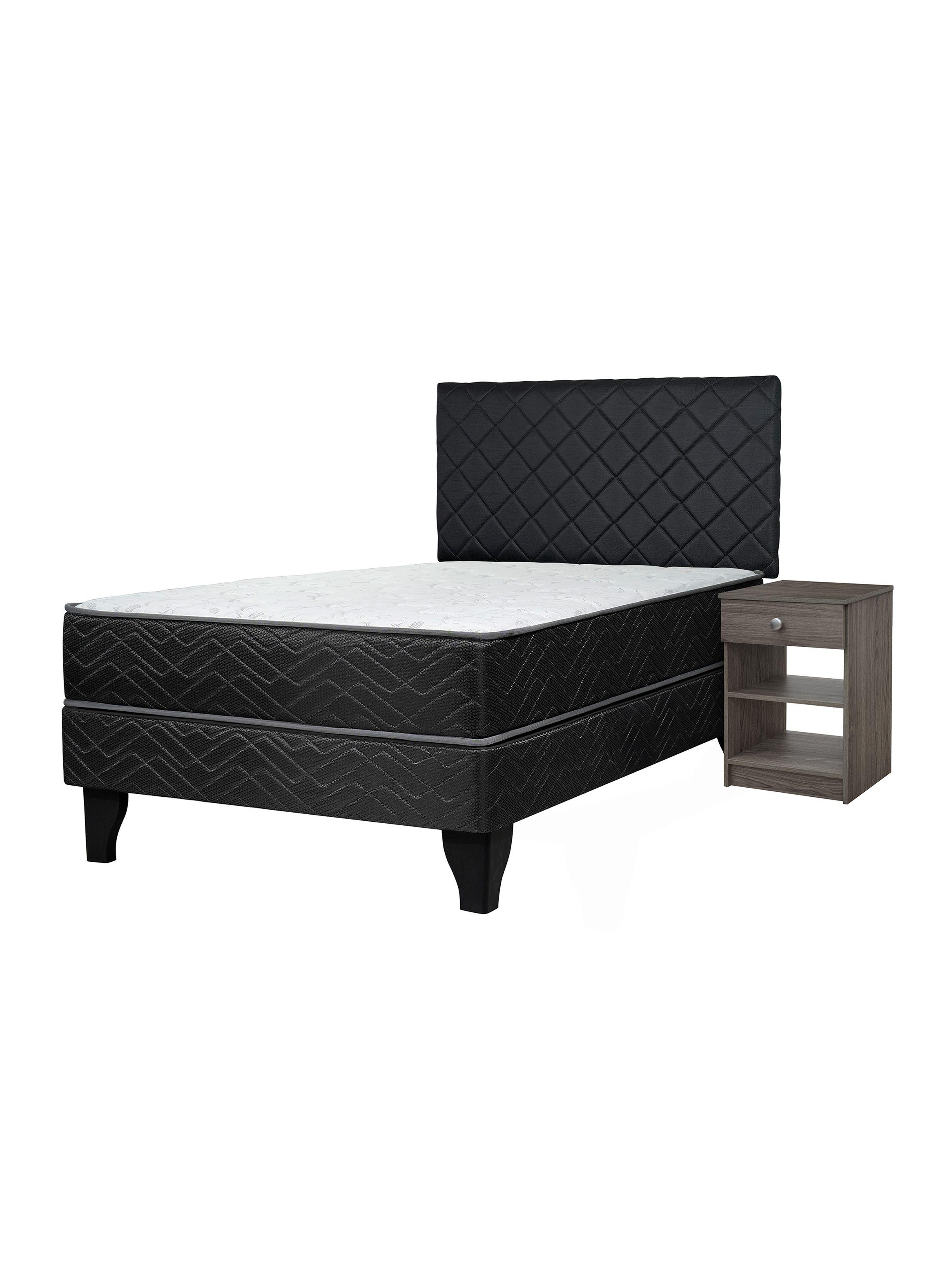 Cama Europea Active 1.5 Plazas x190 cm + Respaldo Nuit + Velador Granada Grey-0