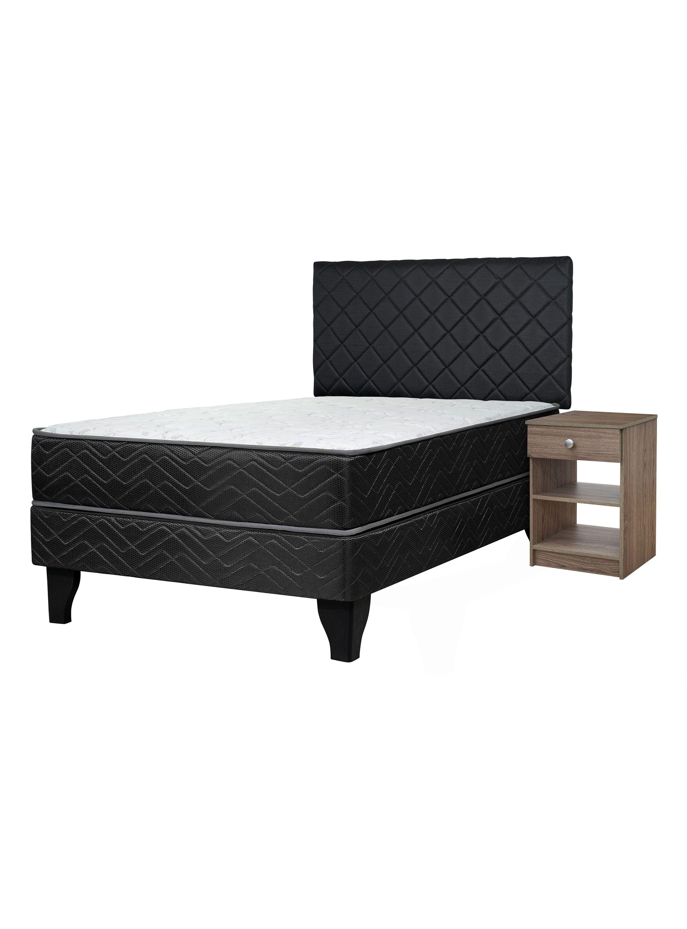 Cama Europea Active 1.5 Plazas x190 cm + Respaldo Nuit + Velador Granada Honey-0