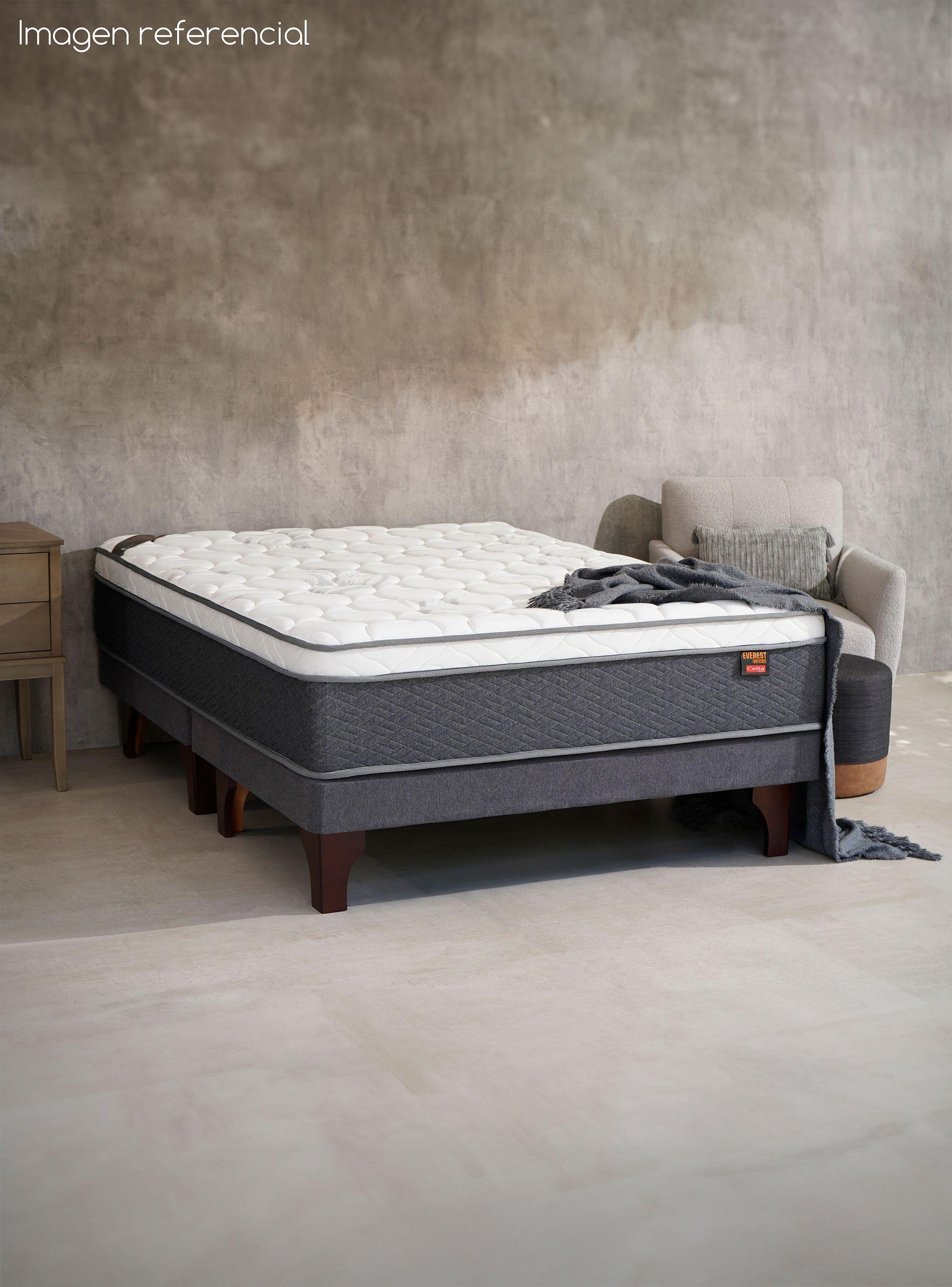 Cama Europea Everest Cobre King + Respaldo Piamonte + Veladores Malaga Nude-5