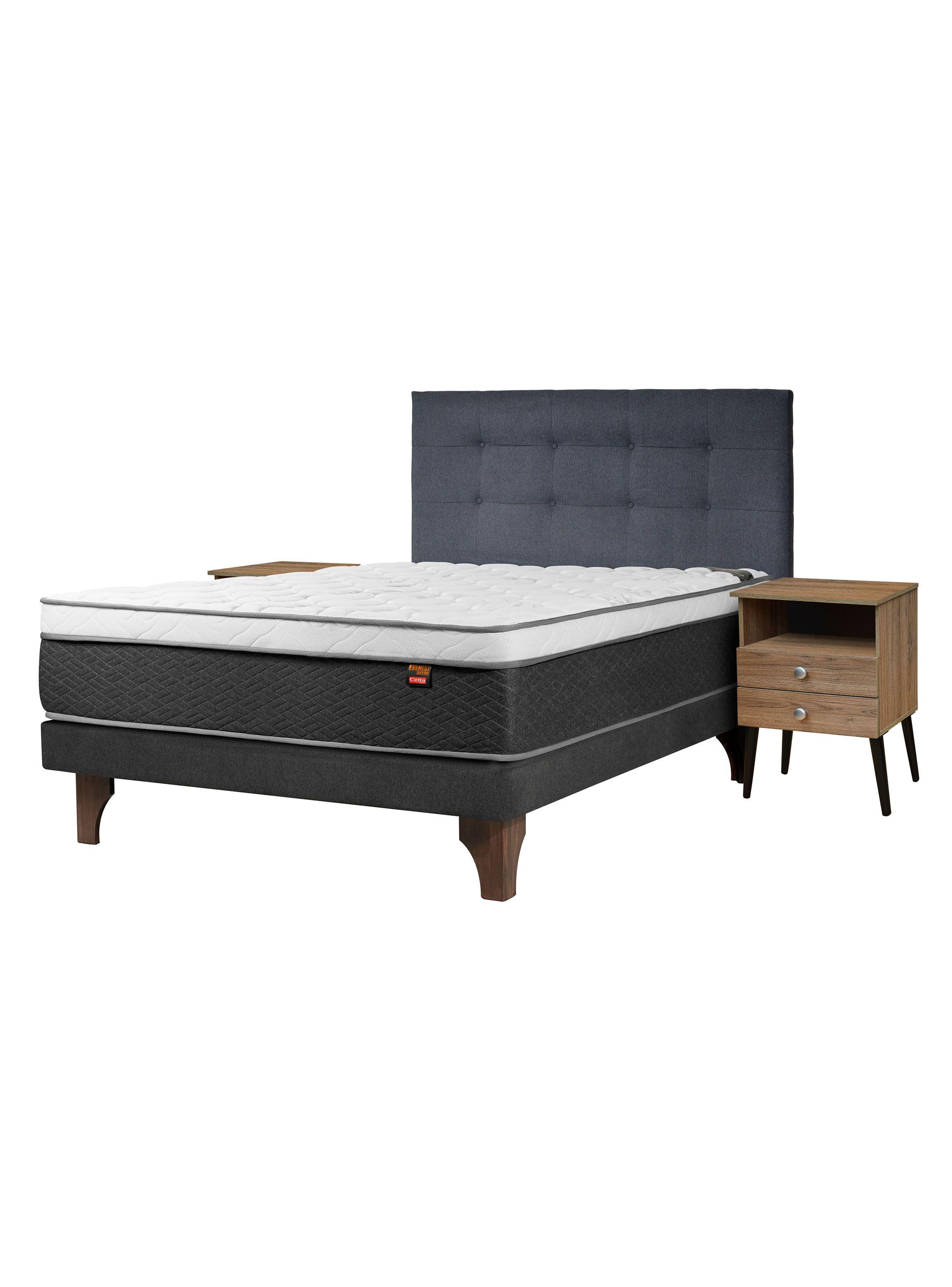 Cama Europea Everest Cobre 2 Plazas + Respaldo Piamonte + Velador Malaga Nude-0