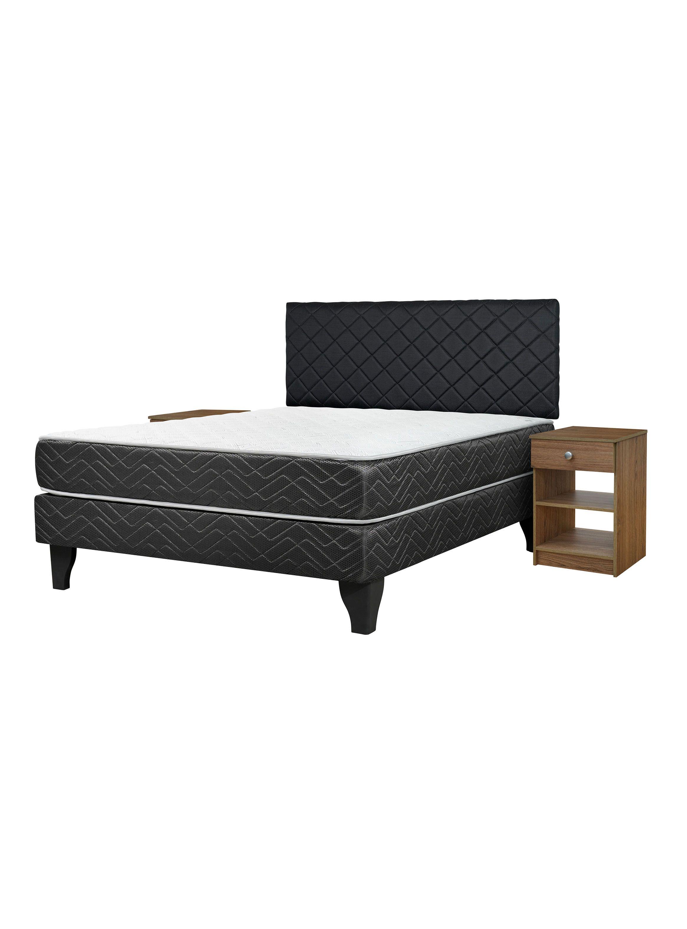 Cama Europea New Mega 2 Plazas + Respaldo Nuit + Velador Nude-0