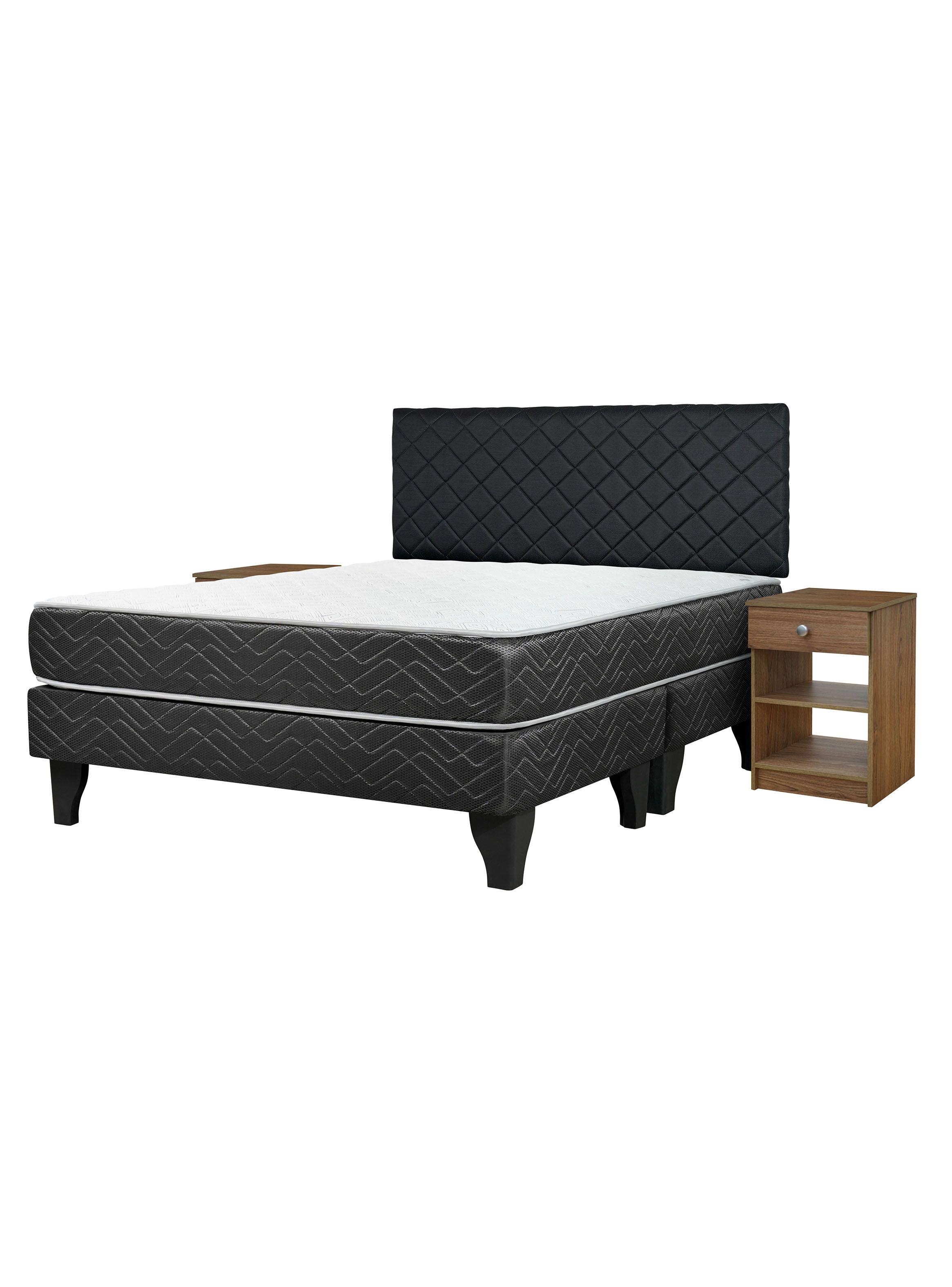 Cama Europea New Mega 2 Plazas Base Dividida + Respaldo Nuit + Veladores Granada Nude-0