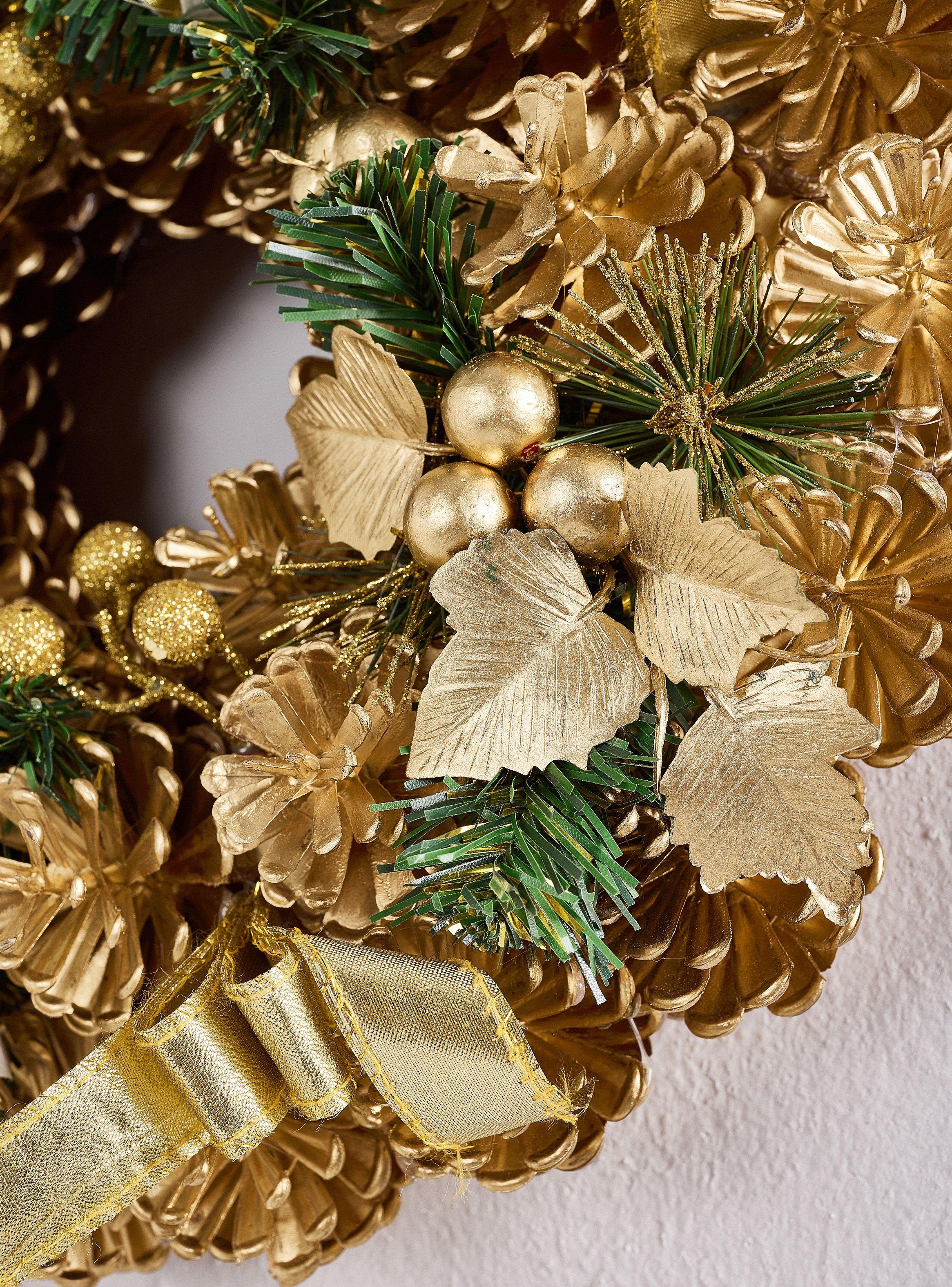 Corona de Navidad Dorada 30 cm-2