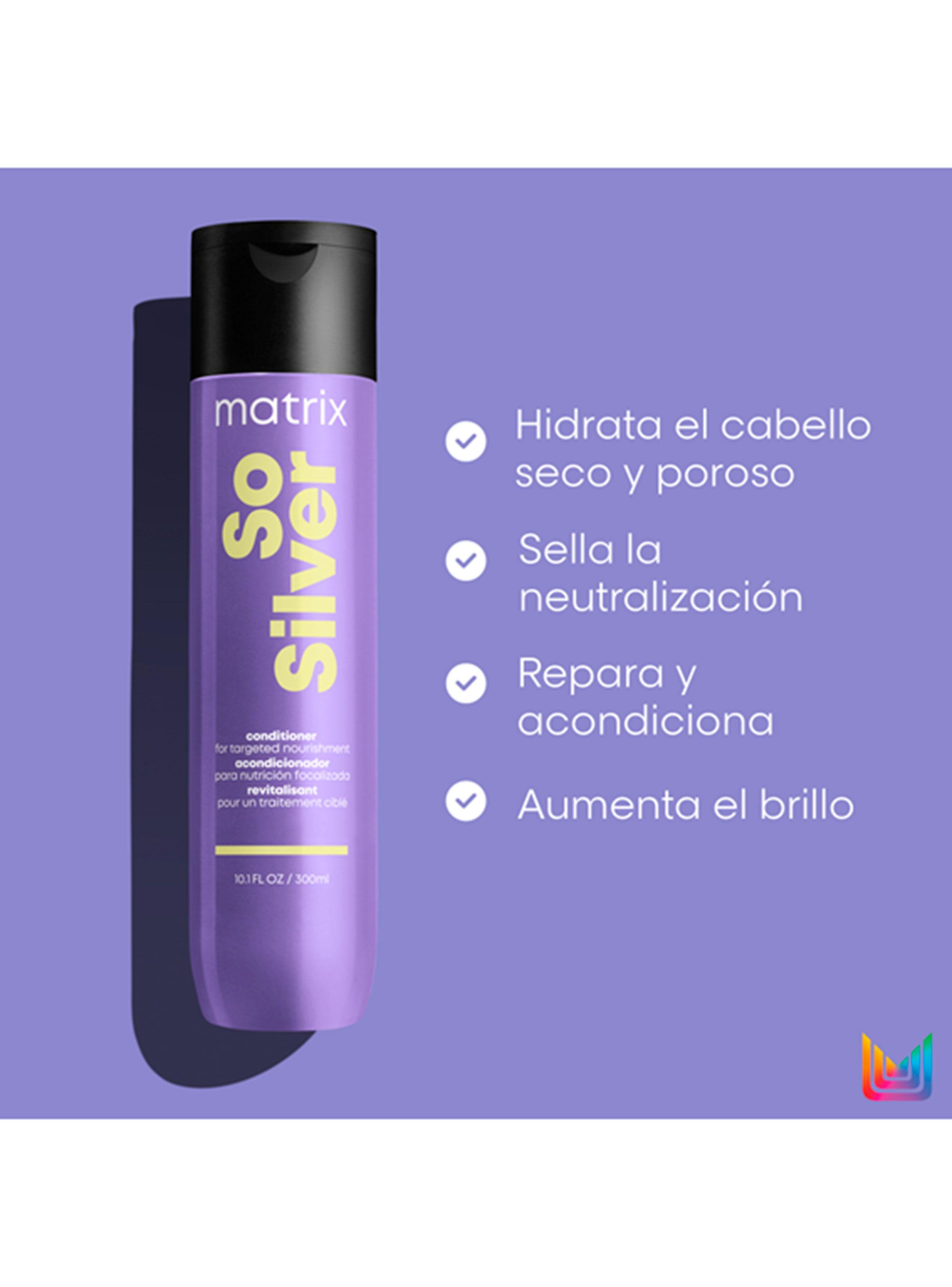 Set Shampoo Violeta Cabello Rubio y Gris 300 ml + Acondicionador con Pigmentos 300ml So Silver Matrix-4