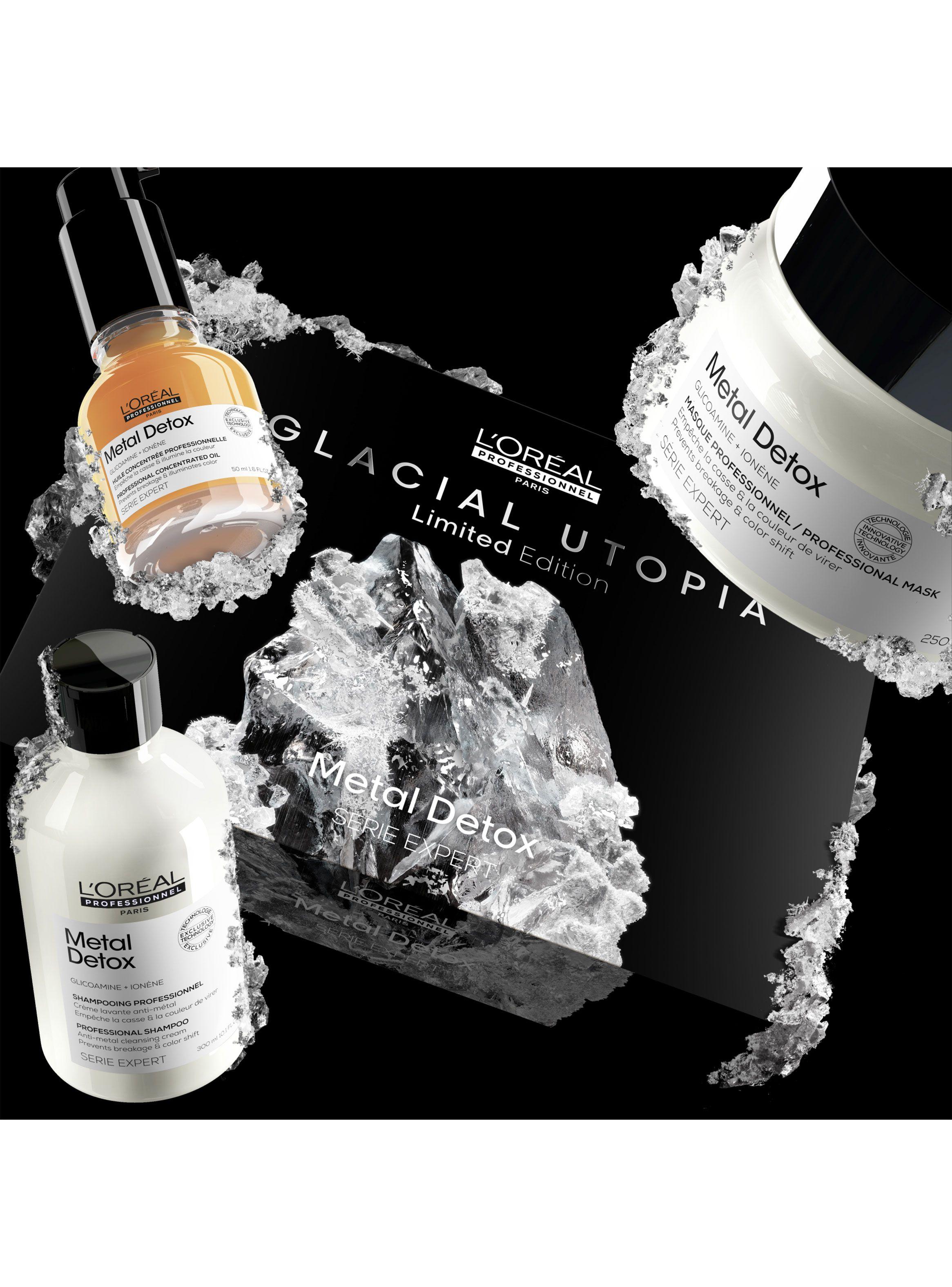 Set Metal Detox Anti-Quiebre para Cabello Dañado y con Color Shampoo 300ml + Máscara 250ml + Aceite de la Gama 50ml-5