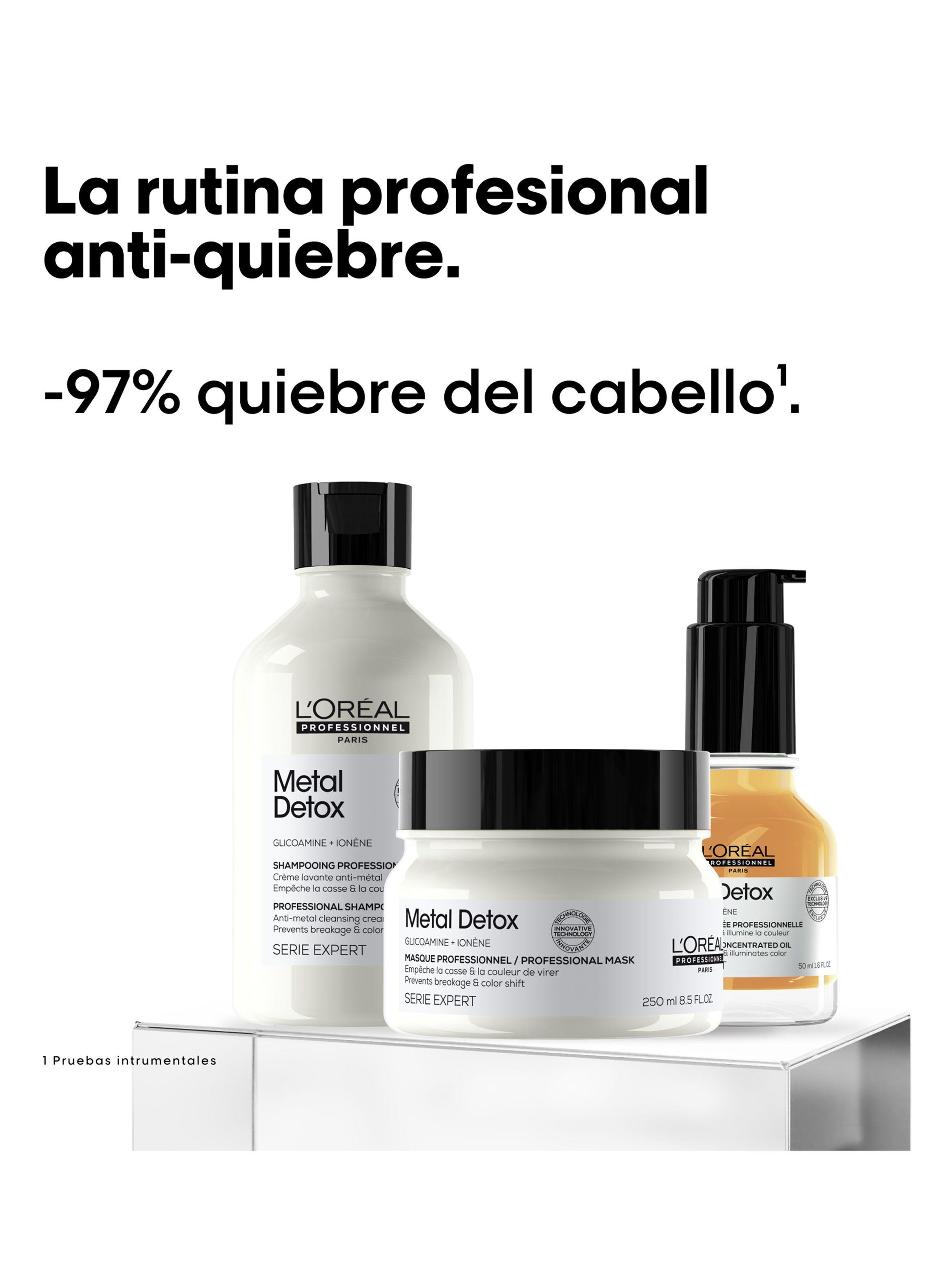Set Metal Detox Anti-Quiebre para Cabello Dañado y con Color Shampoo 300ml + Máscara 250ml + Aceite de la Gama 50ml-3