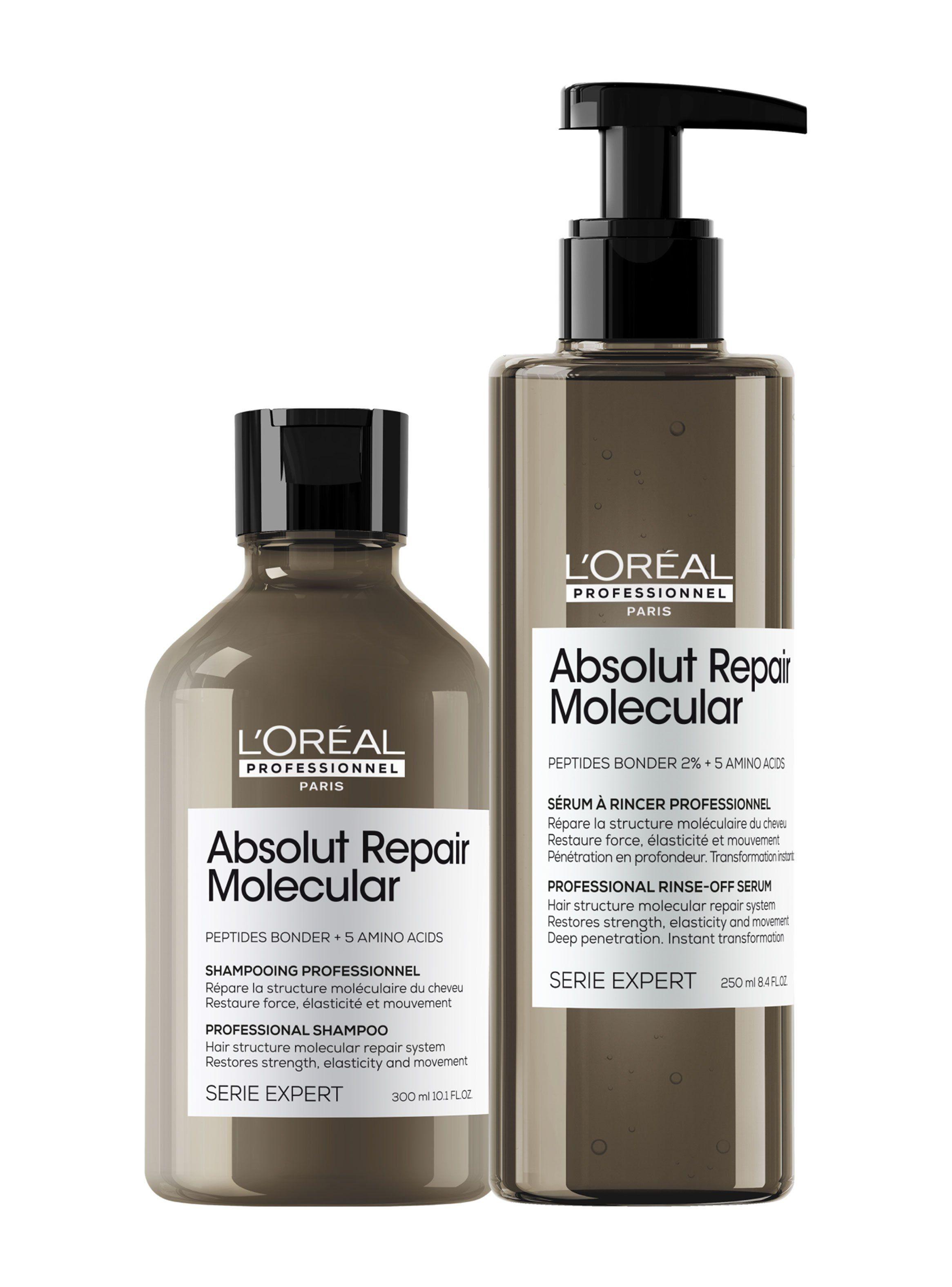 Set Profesional Reparación Estructura Molecular Cabello Absolut Repair Molecular Shampoo 300ml + Sérum de Enjuage 250ml-0