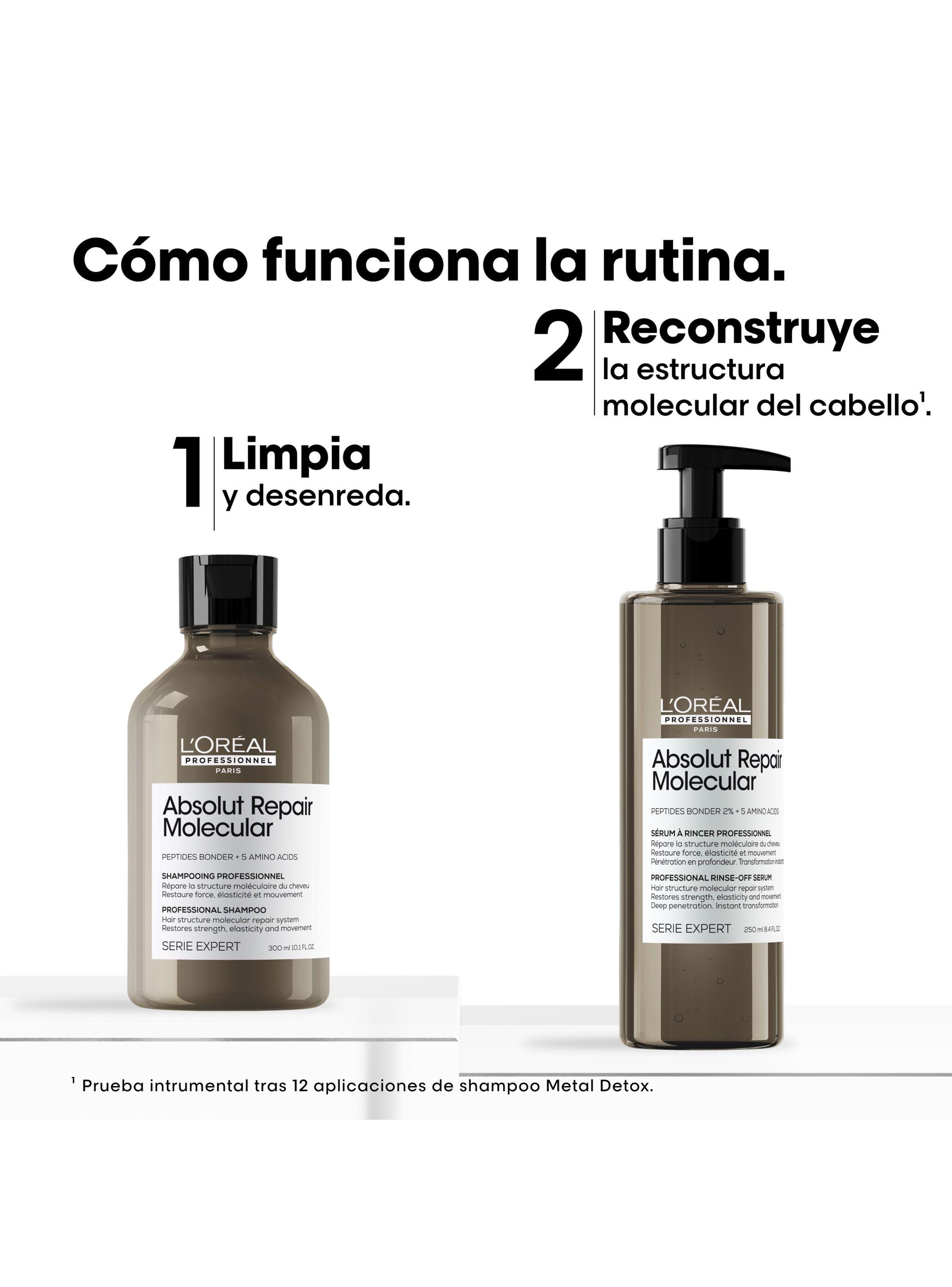 Set Profesional Reparación Estructura Molecular Cabello Absolut Repair Molecular Shampoo 300ml + Sérum de Enjuage 250ml-3