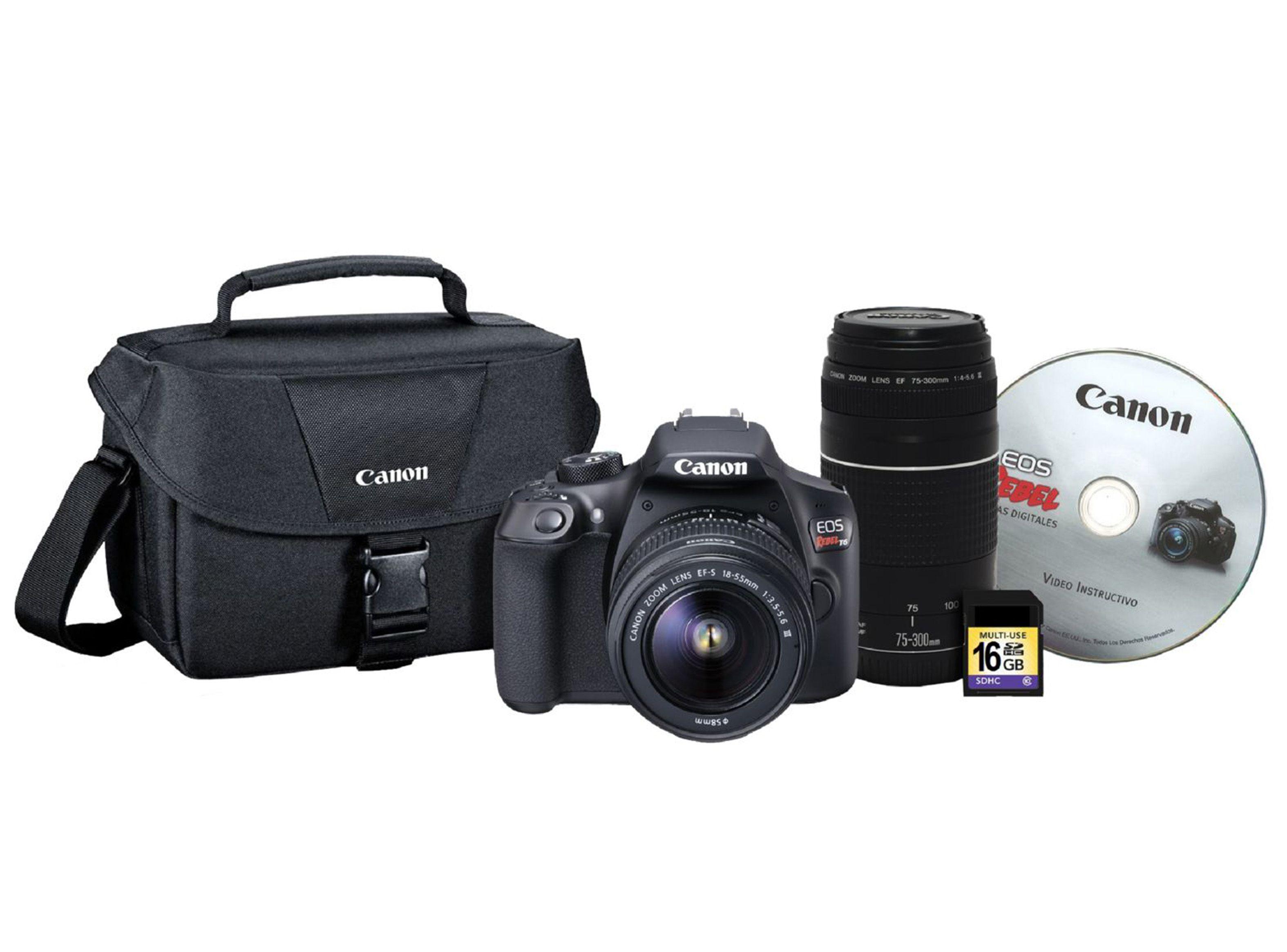 Cámara Canon Reflex T6 + Lente 18-55m + Lente 70-300mm + bolso + Memoria 16GB-0