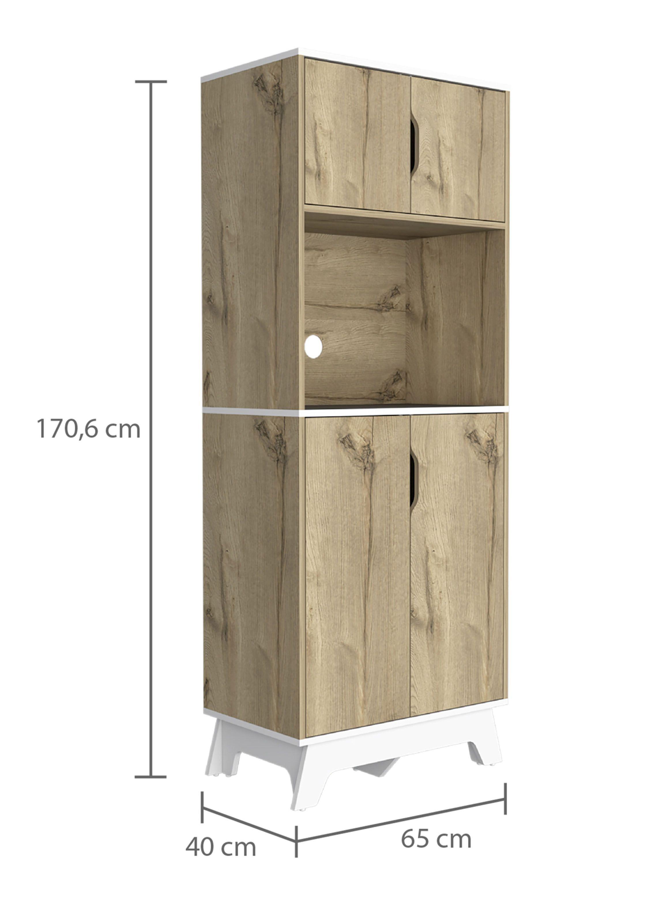 Mueble Microondas Alto Bi-Color Duna-Blanco-1