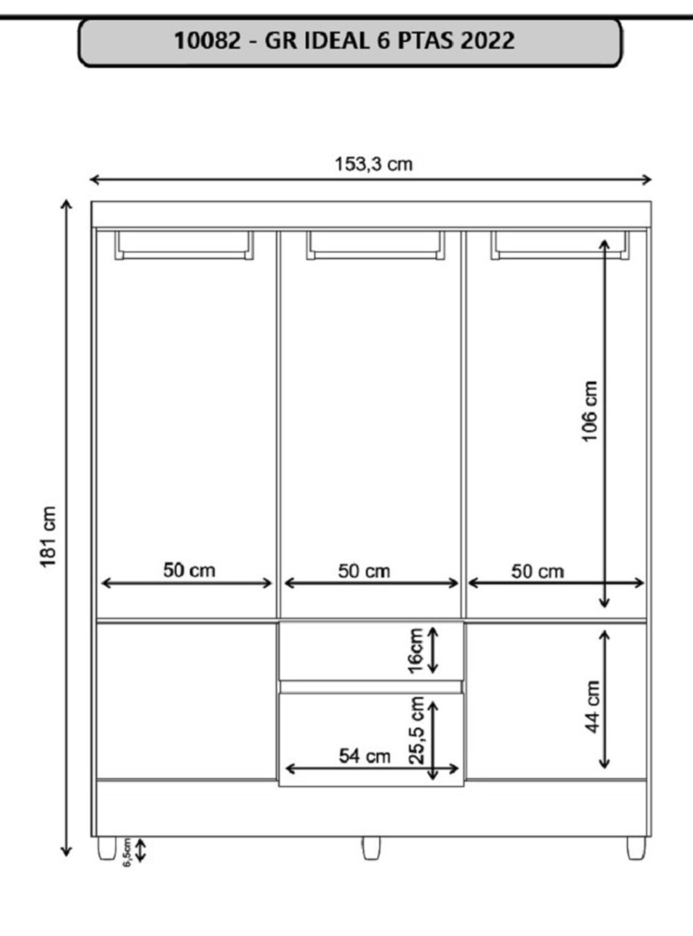 Clóset Ideal 6 Puertas 2 Cajones Tabaco-1