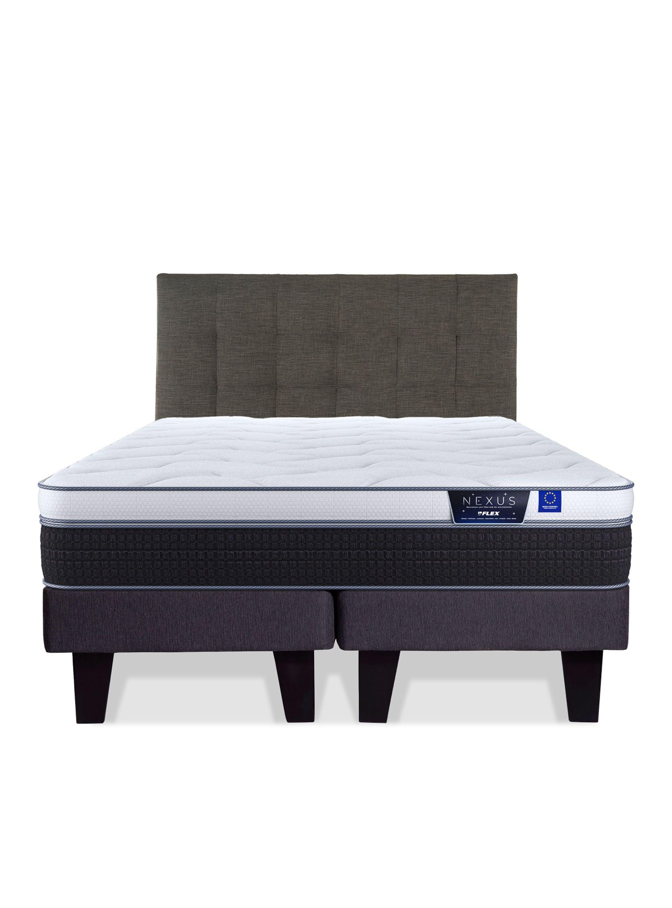 Cama Europea Nexus 2 Plazas Base Dividida Box + Respaldo Design Grafito-2
