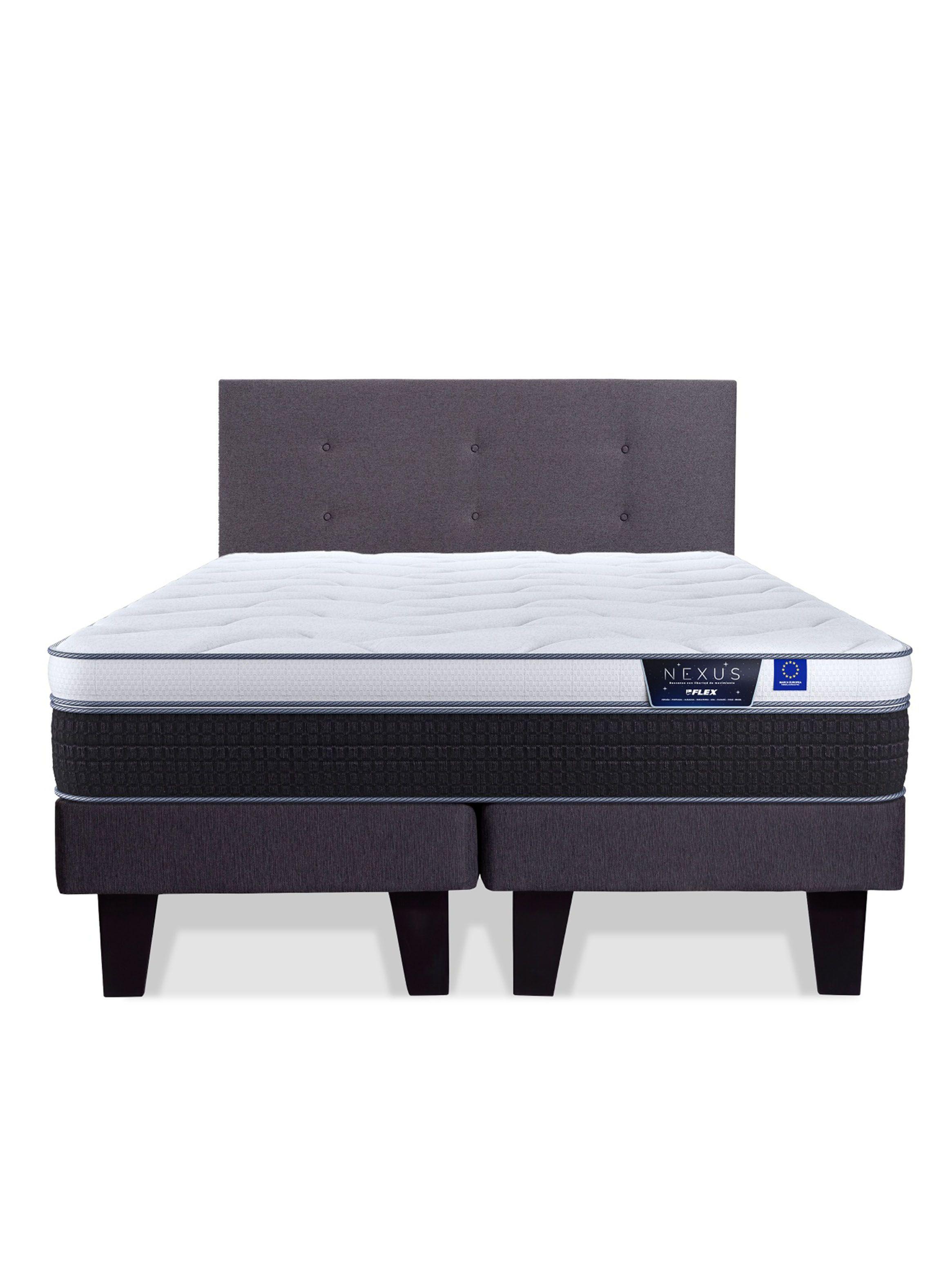 Cama Europea Nexus 2 Plazas Base Dividida + Respaldo Royal Grafito-2