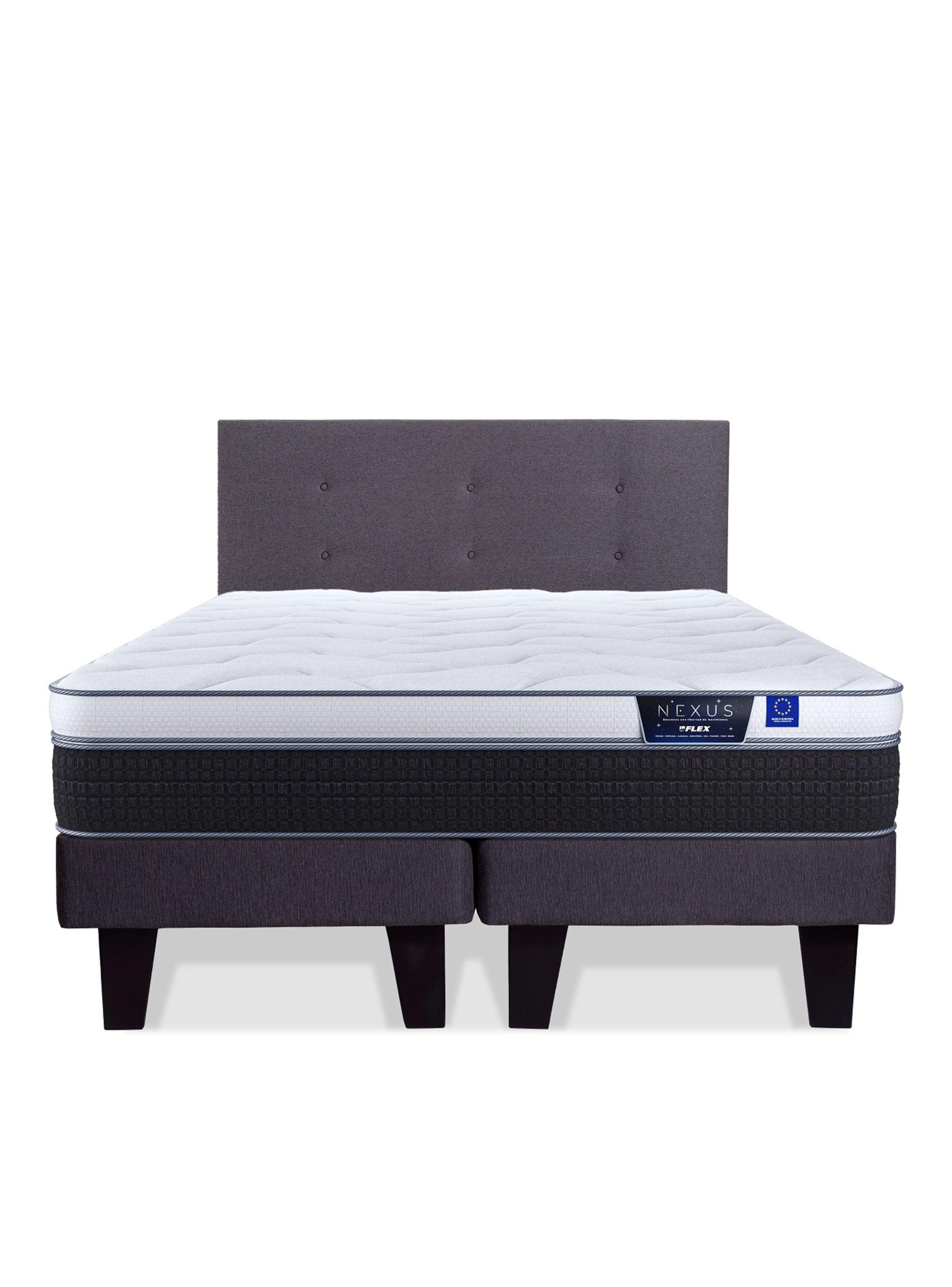 Cama Europea Nexus King + Respaldo Royal Grafito-2