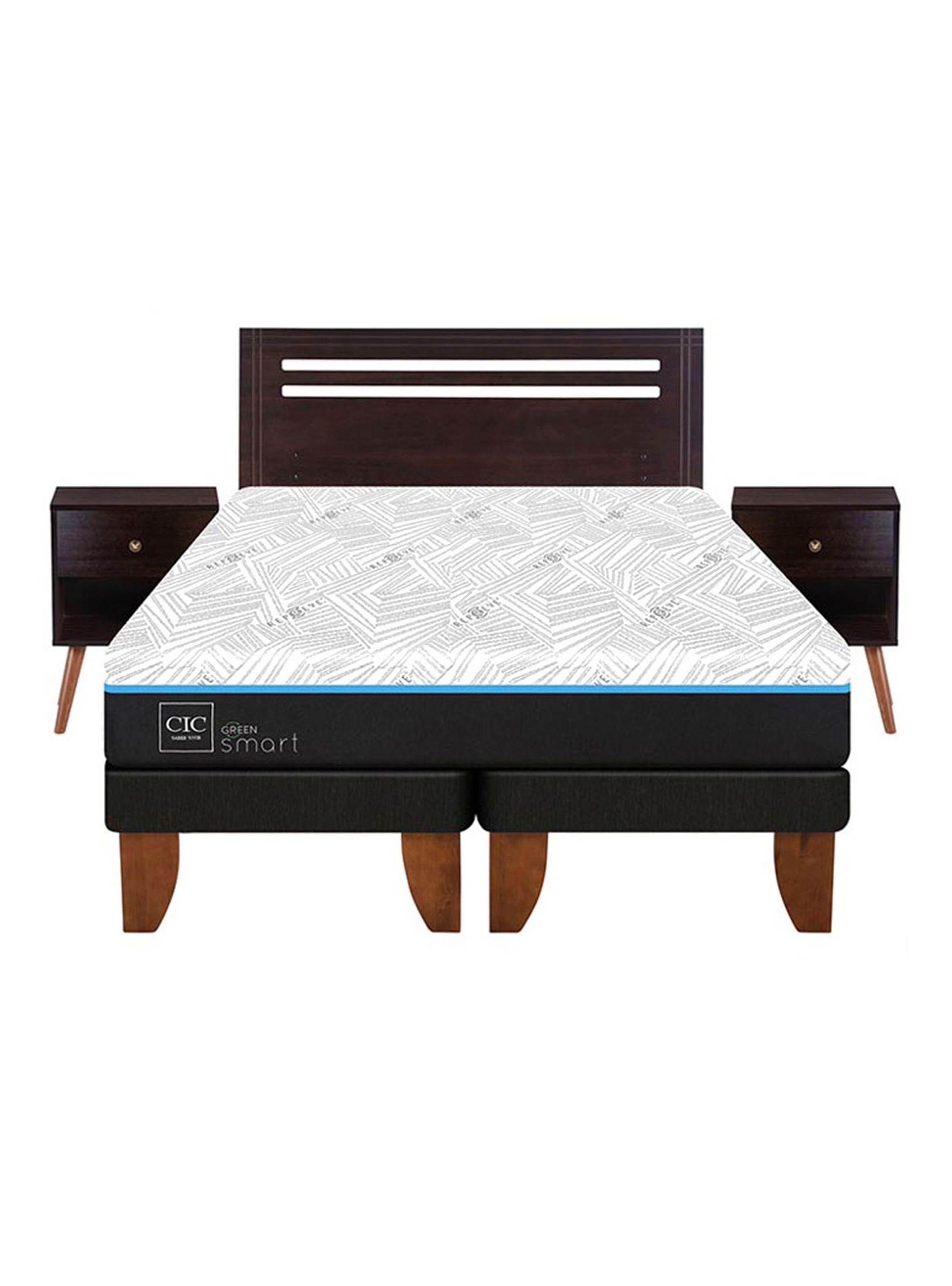 Cama Europea Green Infinity 2 Plazas Base Dividida + Set Muebles Munich-2