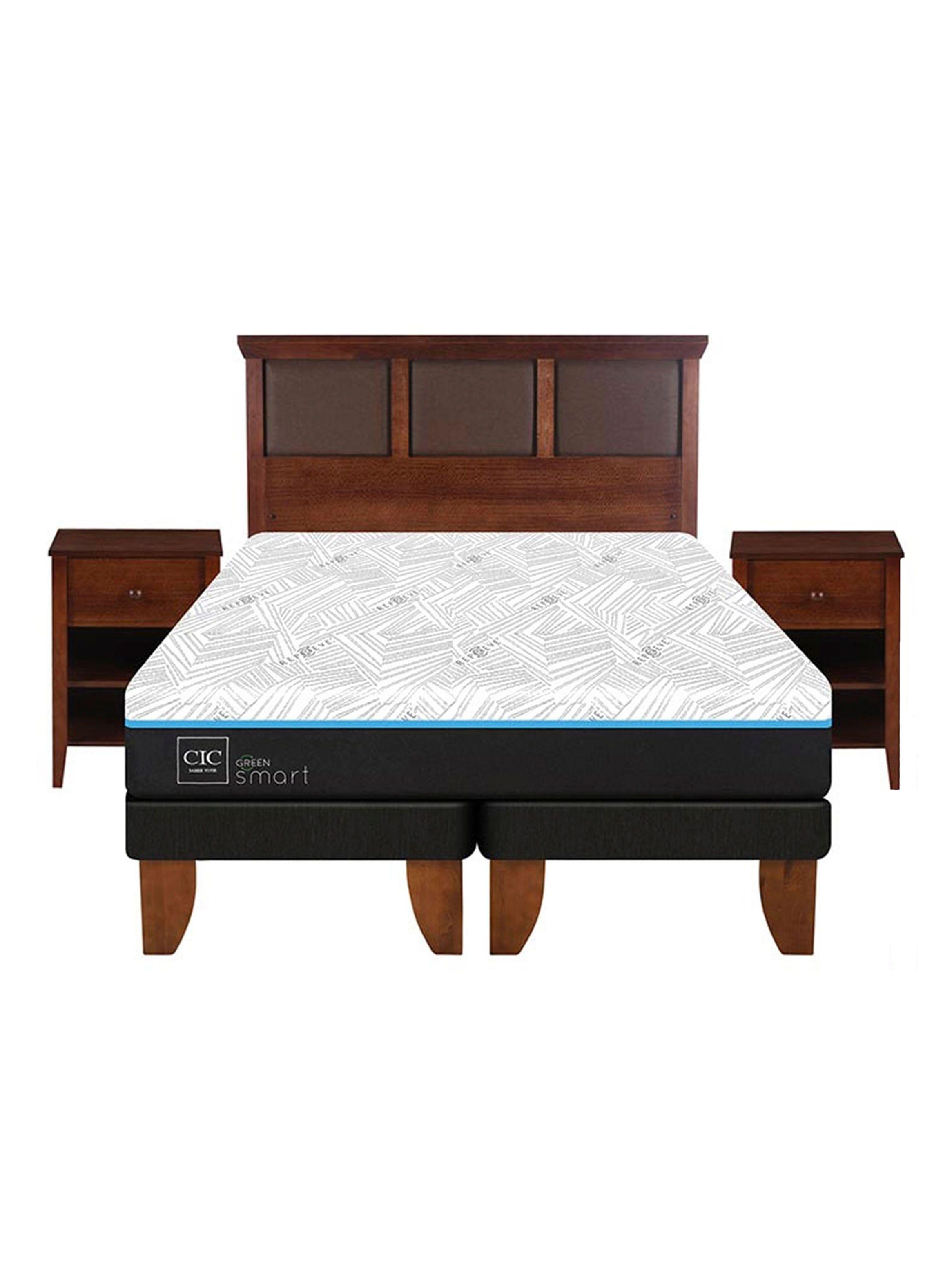 Cama Europea Green Infinity 2 Plazas Base Dividida + Set Muebles Torino Caramel-2