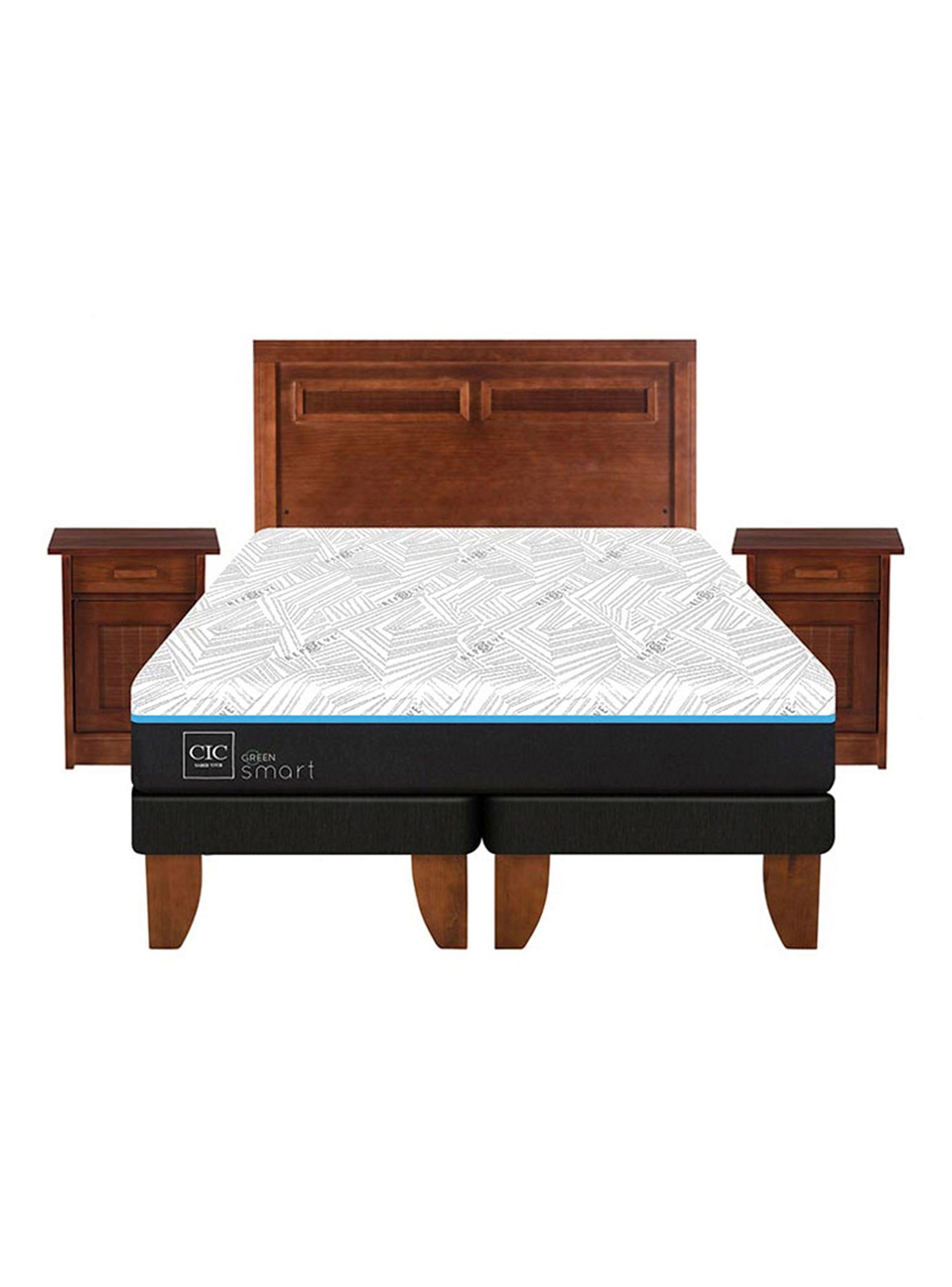 Cama Europea Green Infinity 2 Plazas Base Dividida + Set Muebles Milan-2
