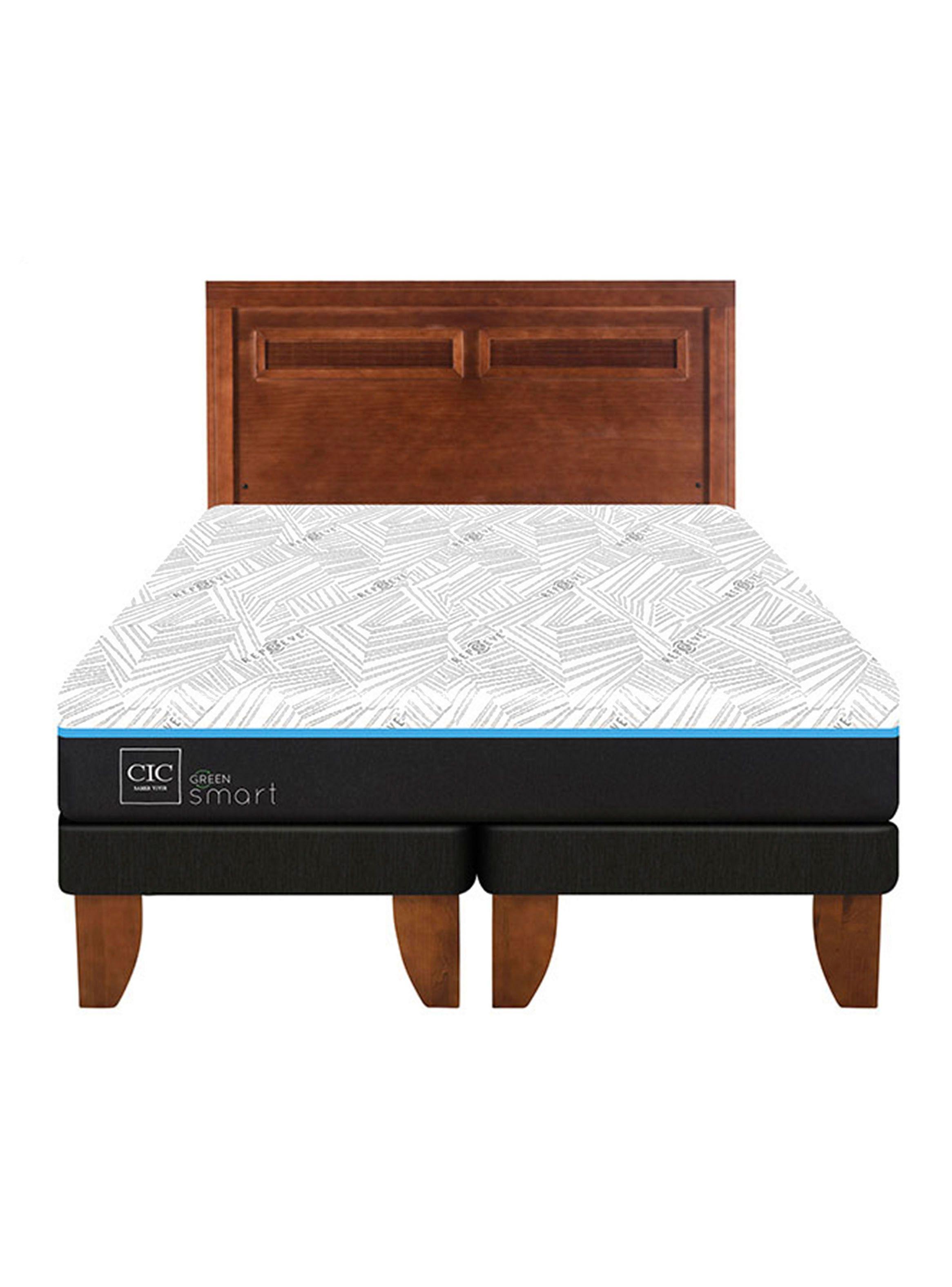 Cama Europea Green Infinity King + Respaldo Milan-2