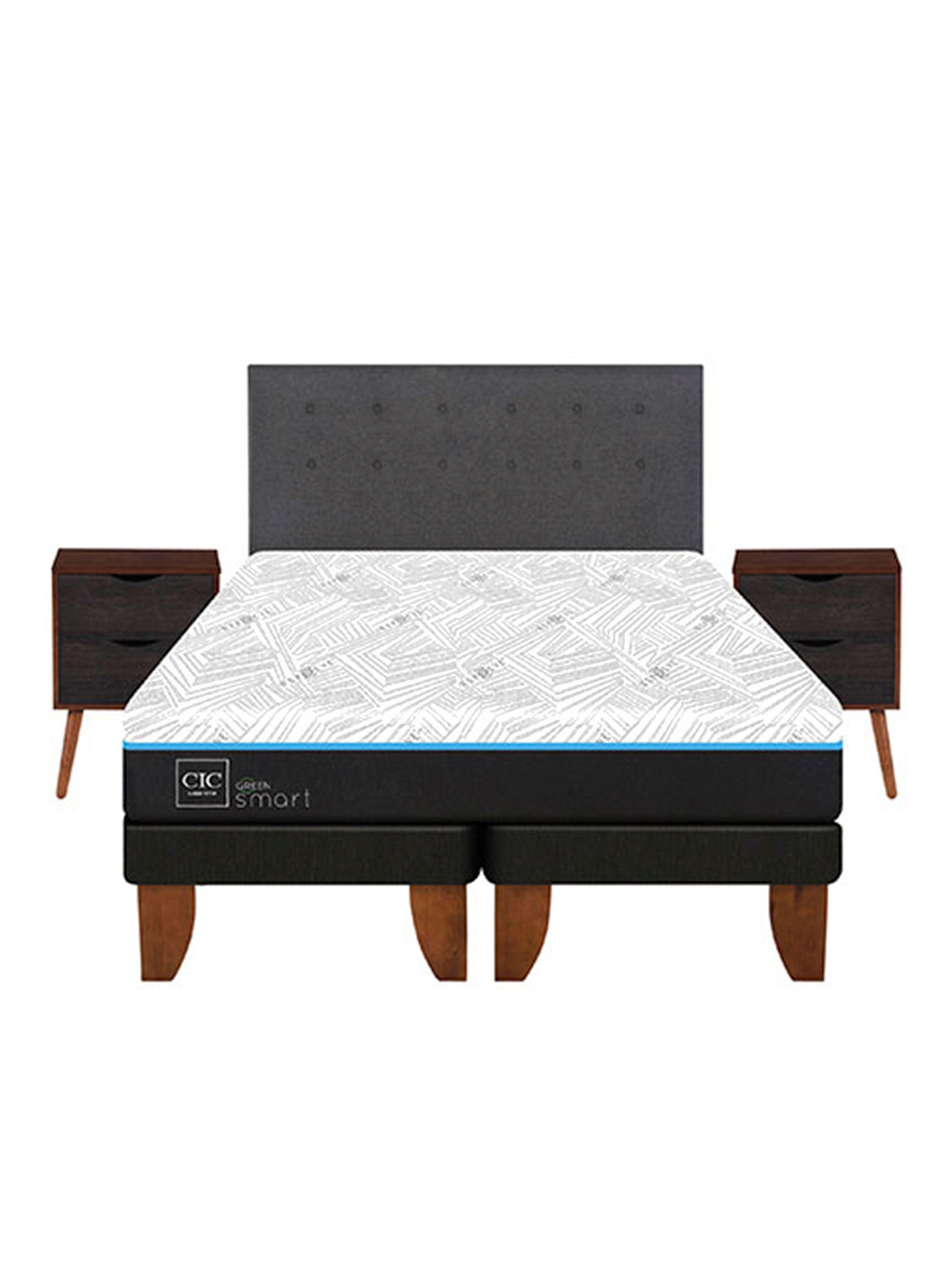 Cama Europea Green Infinity 2 Plazas Base Dividida + Set Muebles Eufrates-2