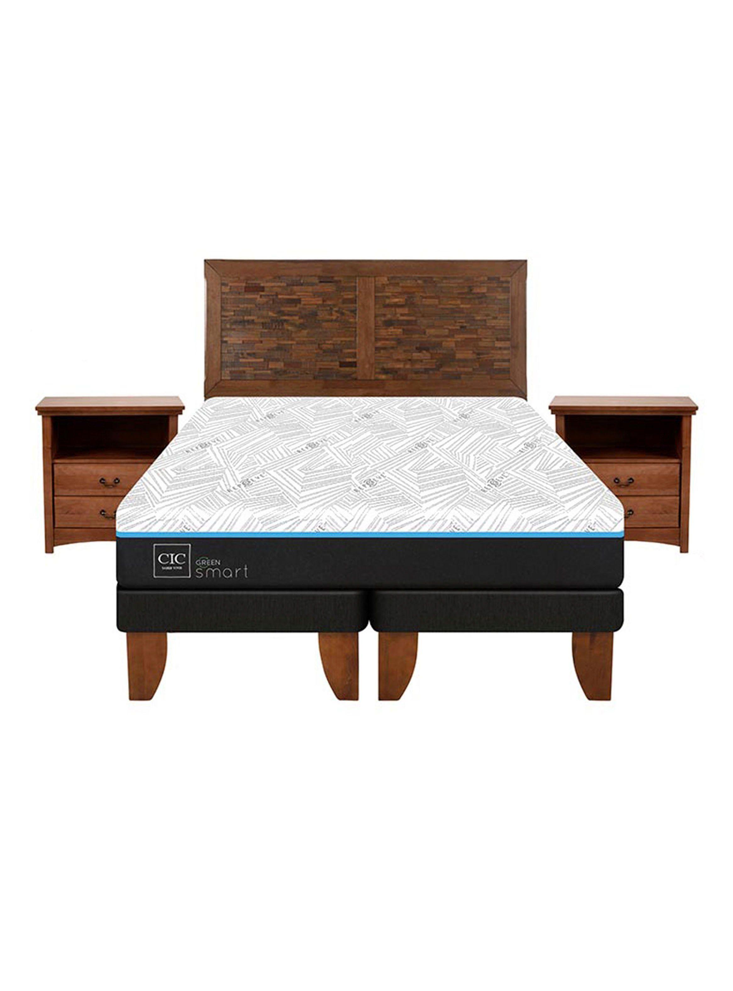 Cama Europea Green Infinity 2 Plazas Base Dividida + Set Muebles Antique-2