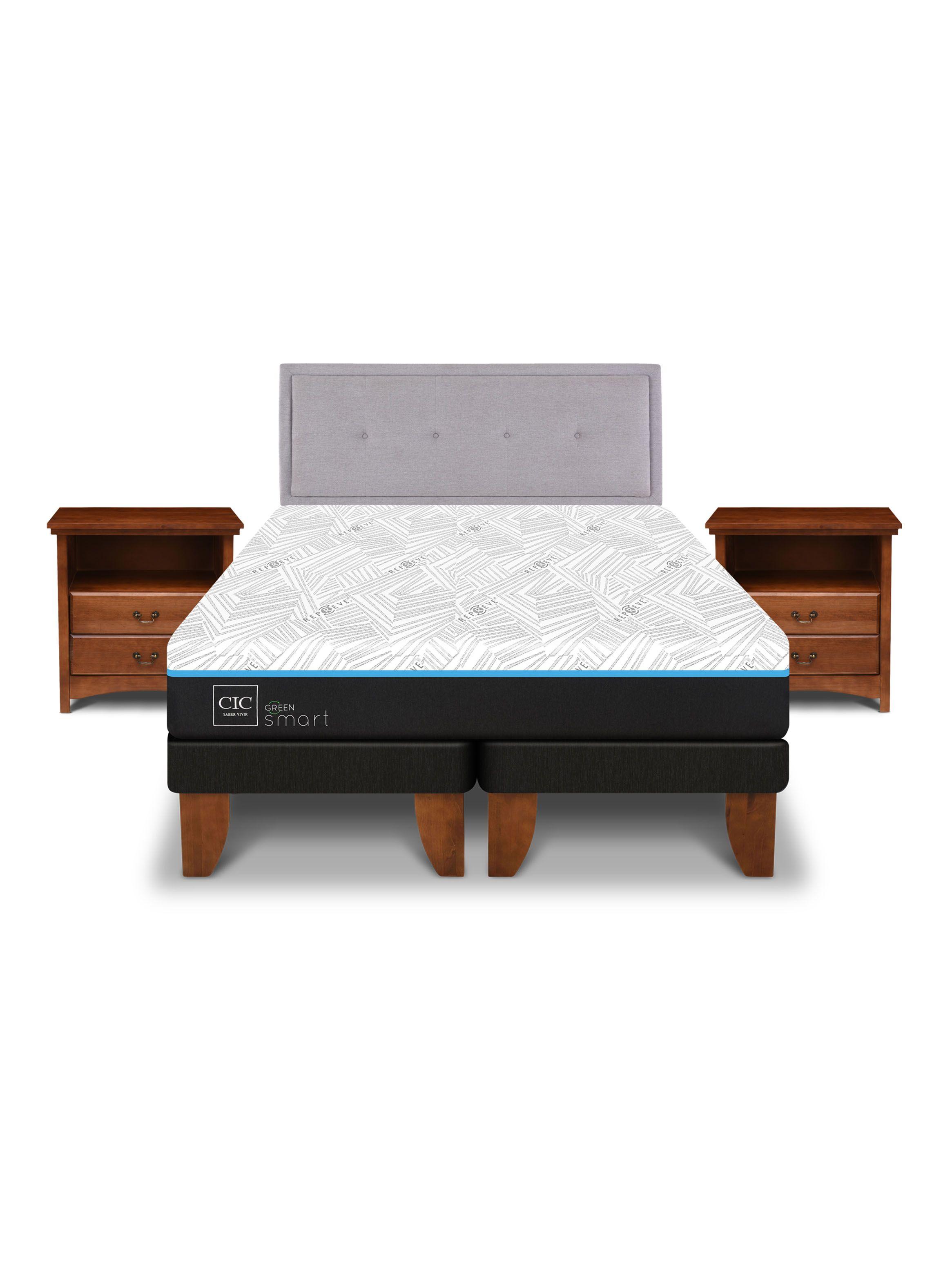 Cama Europea Green Infinity 2 Plazas Base Dividida + Set Muebles Ganges-2