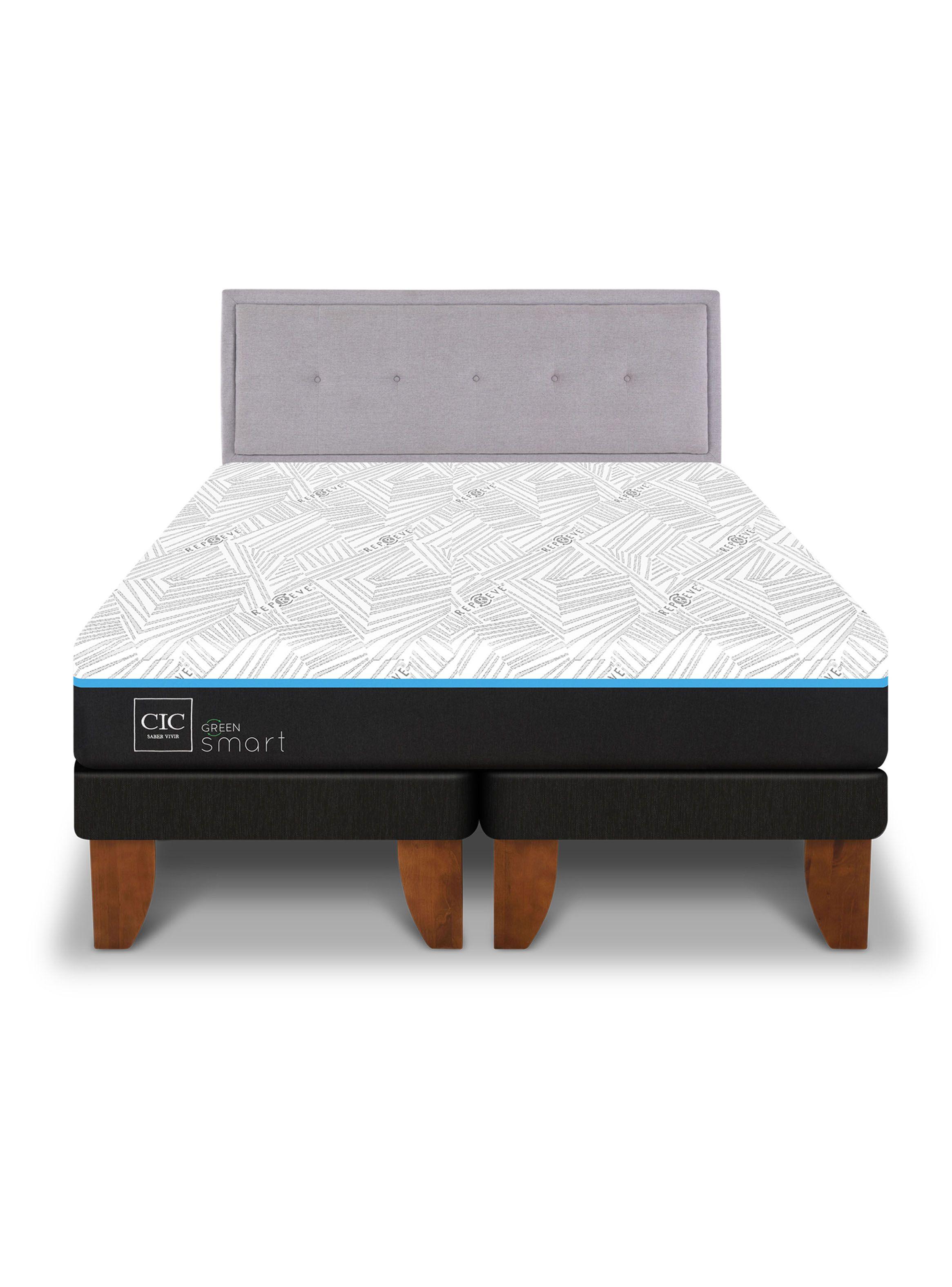 Cama Europea Green Infinity King + Respaldo Ganges-2
