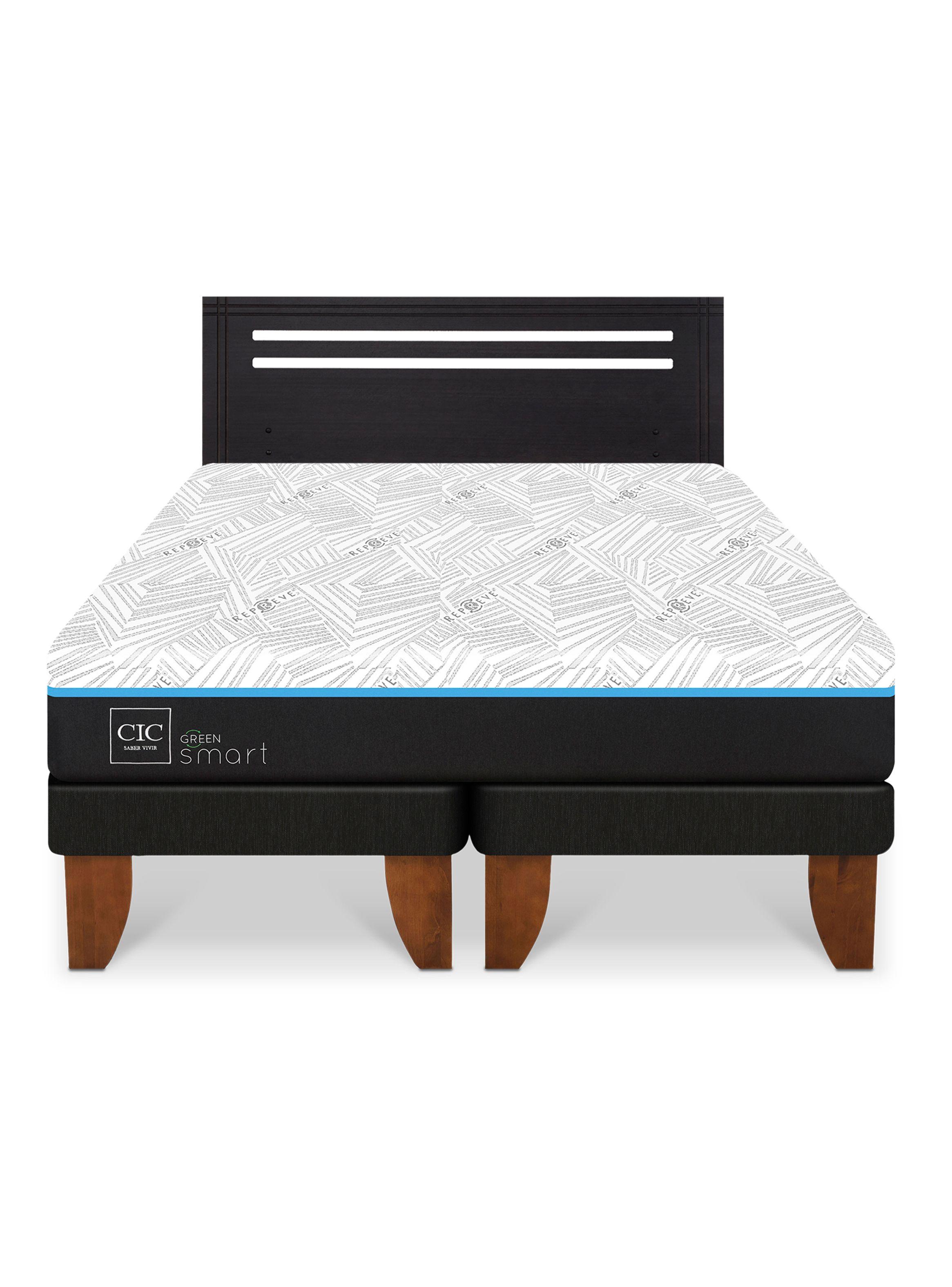 Cama Europea Green Infinity 2 Plazas Base Dividida + Respaldo Munich Negro-2