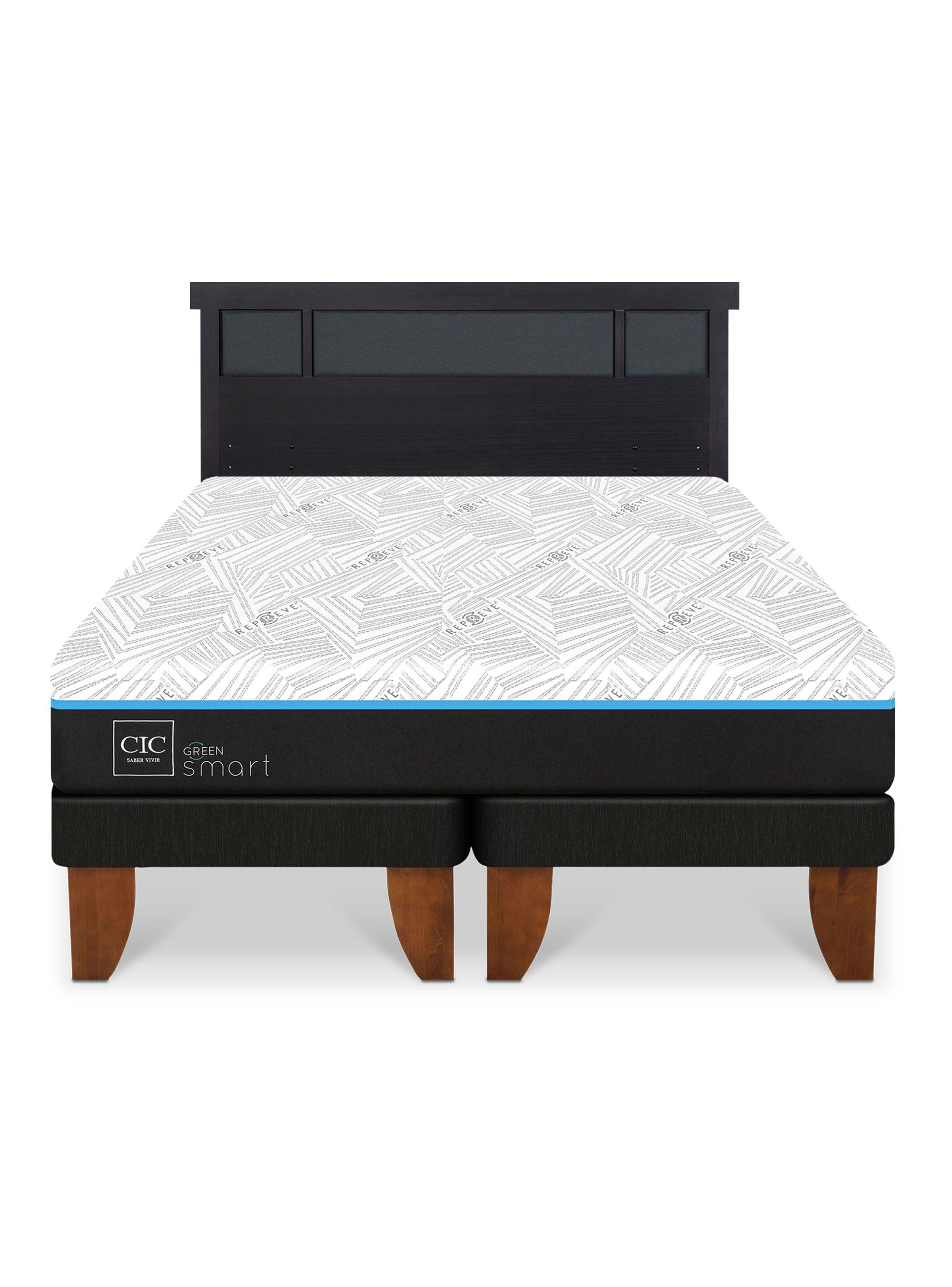 Cama Europea Green Infinity King + Respaldo Dublin Negro-2
