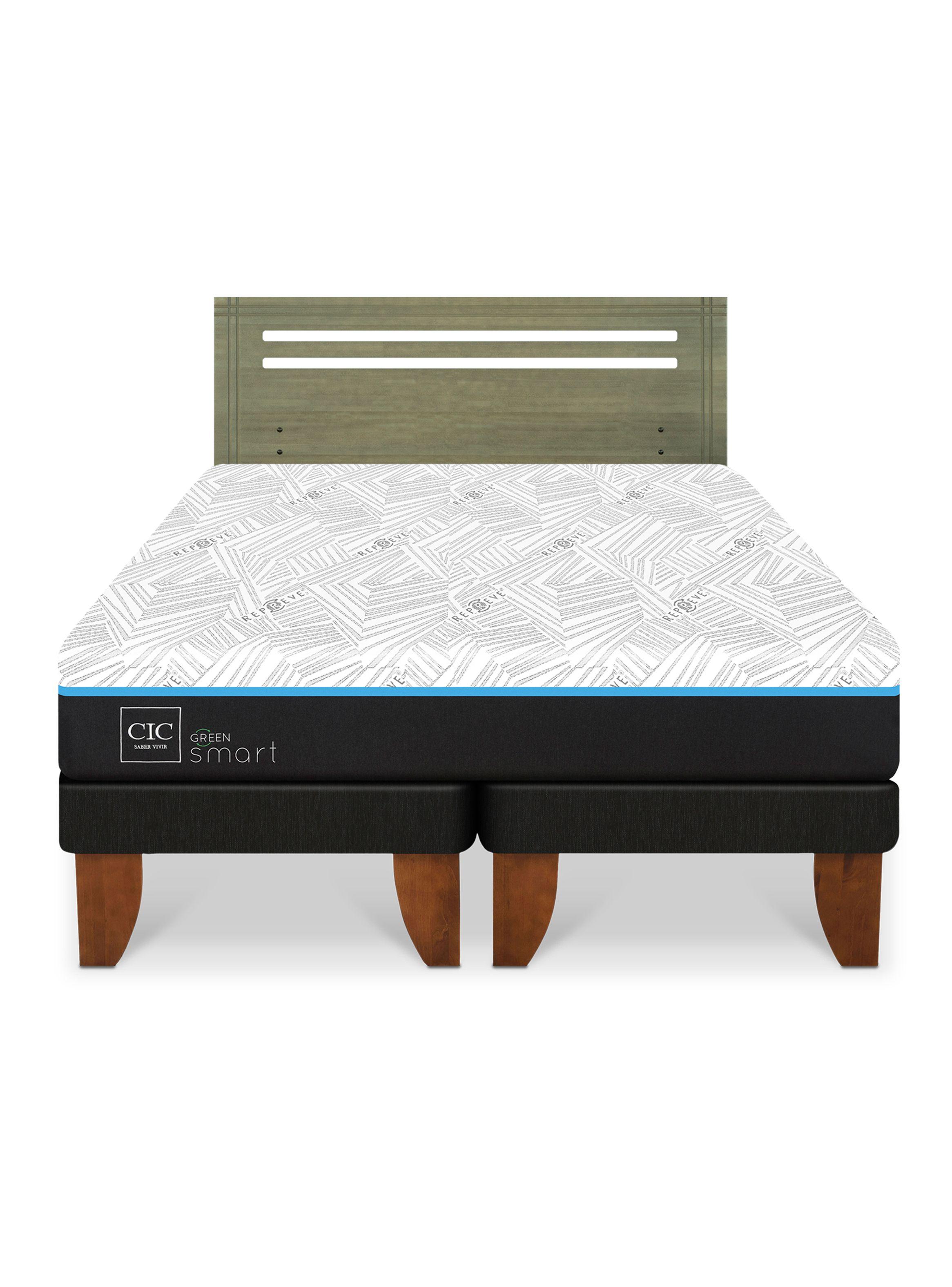 Cama Europea Green Infinity 2 Plazas Base Dividida + Respaldo Munich Olivo-2