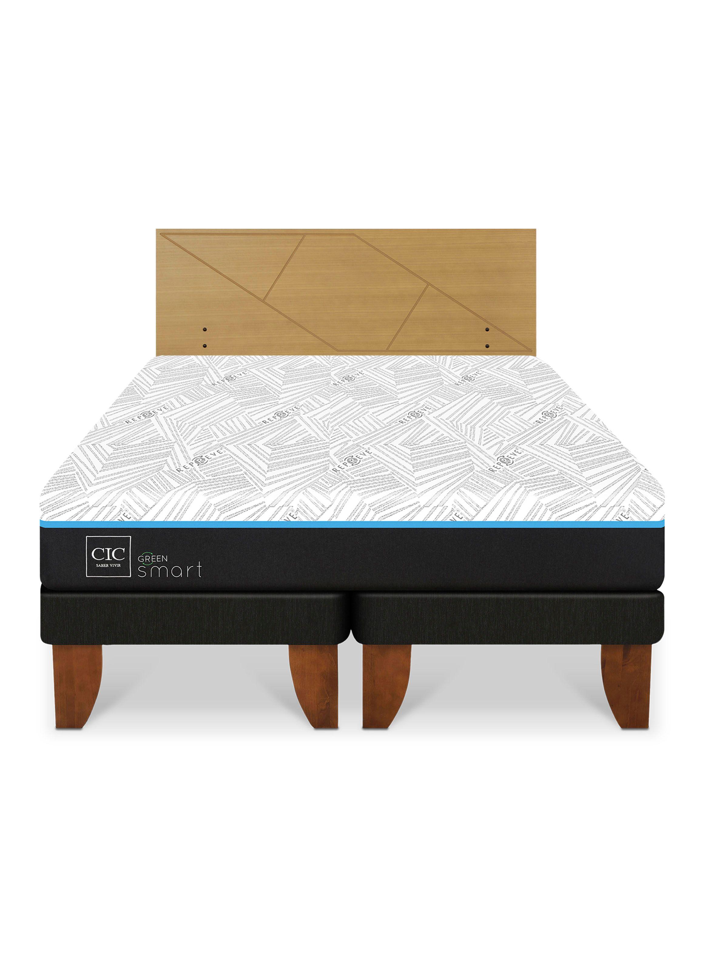 Cama Europea Green Infinity 2 Plazas Base Dividida + Respaldo Villarrica Mostaza-2