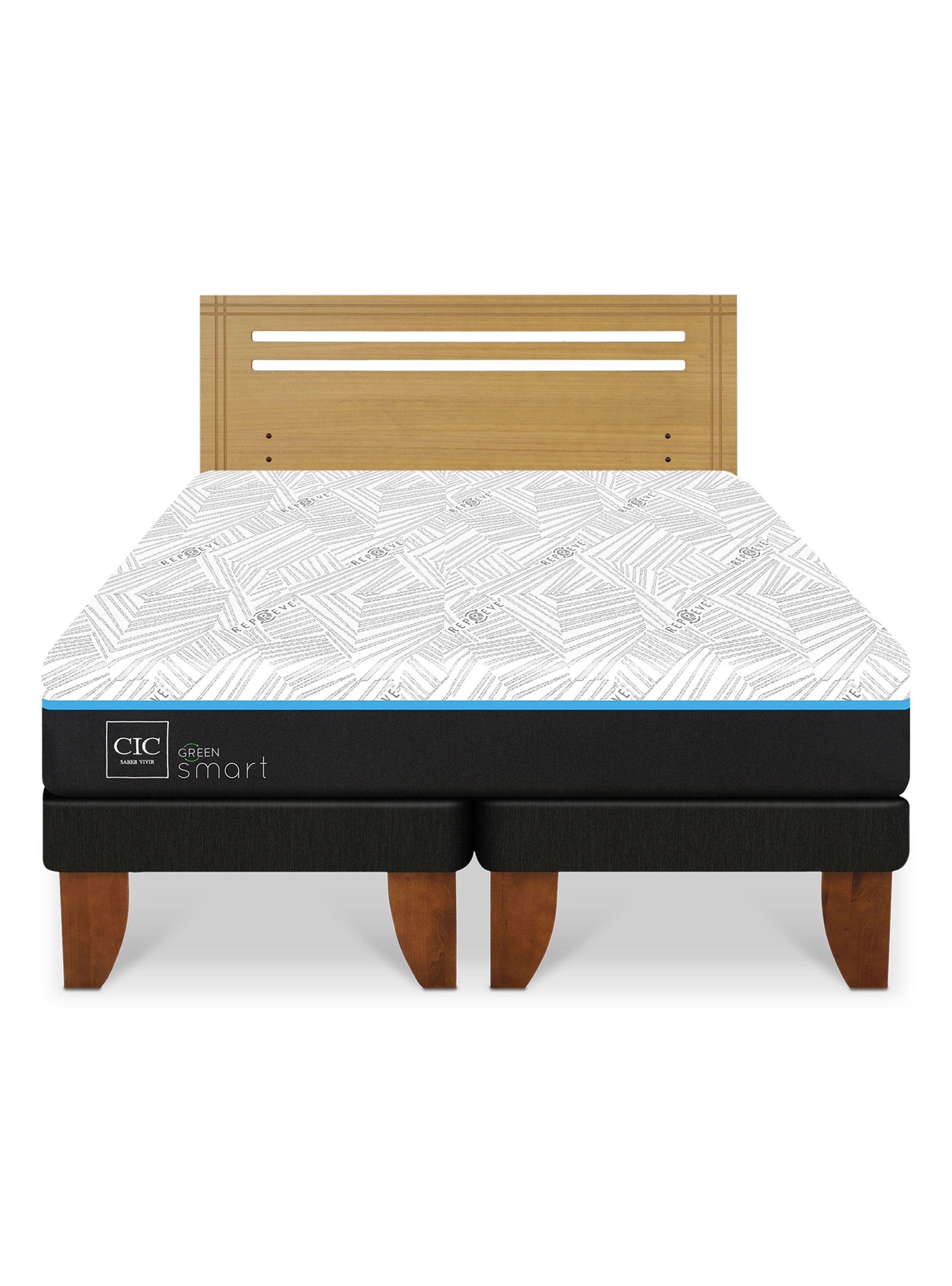 Cama Europea Green Infinity 2 Plazas Base Dividida + Respaldo Munich Mostaza-2