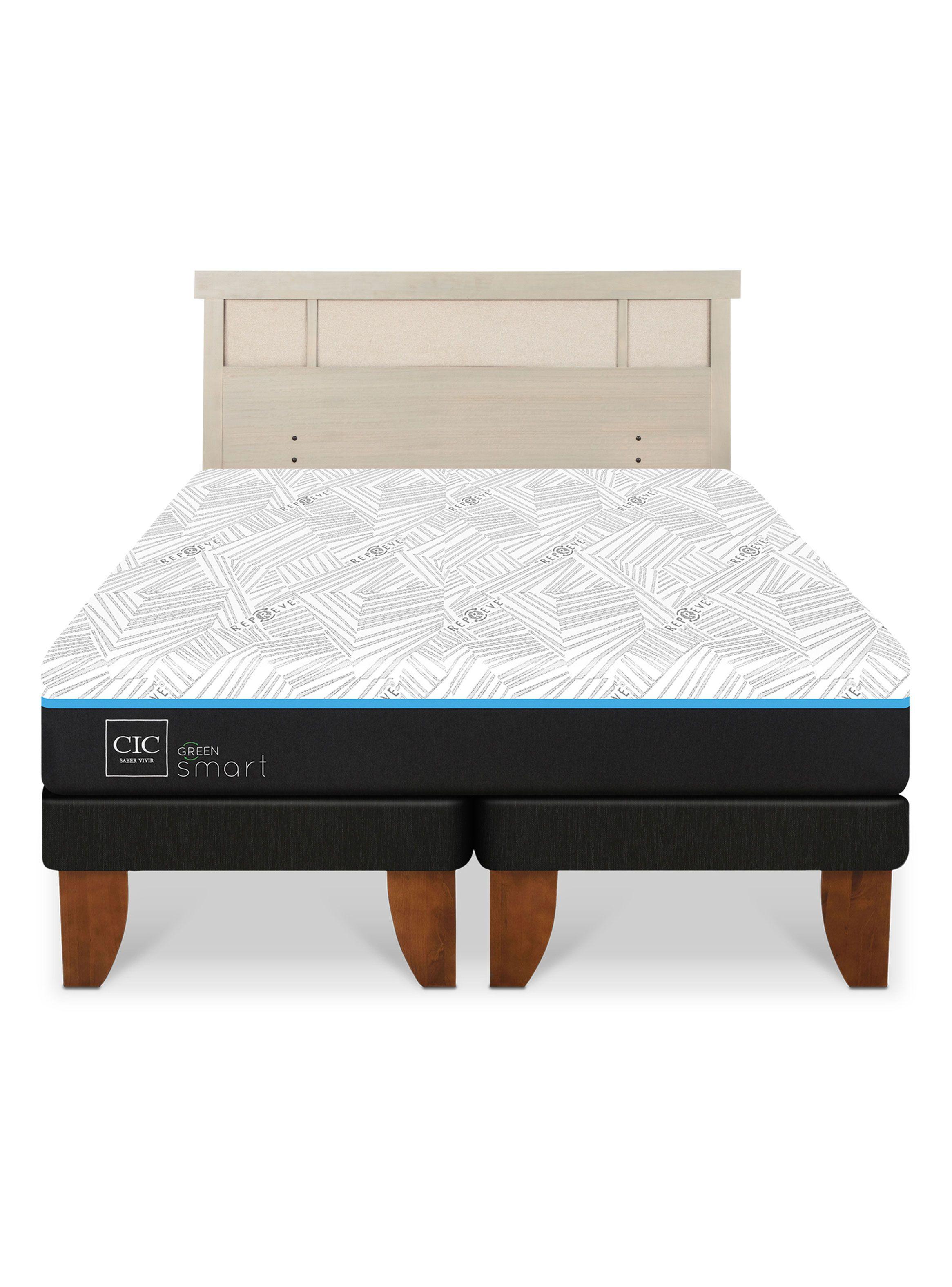 Cama Europea Green Infinity 2 Plazas Base Dividida + Respaldo Dublin Alpino-2