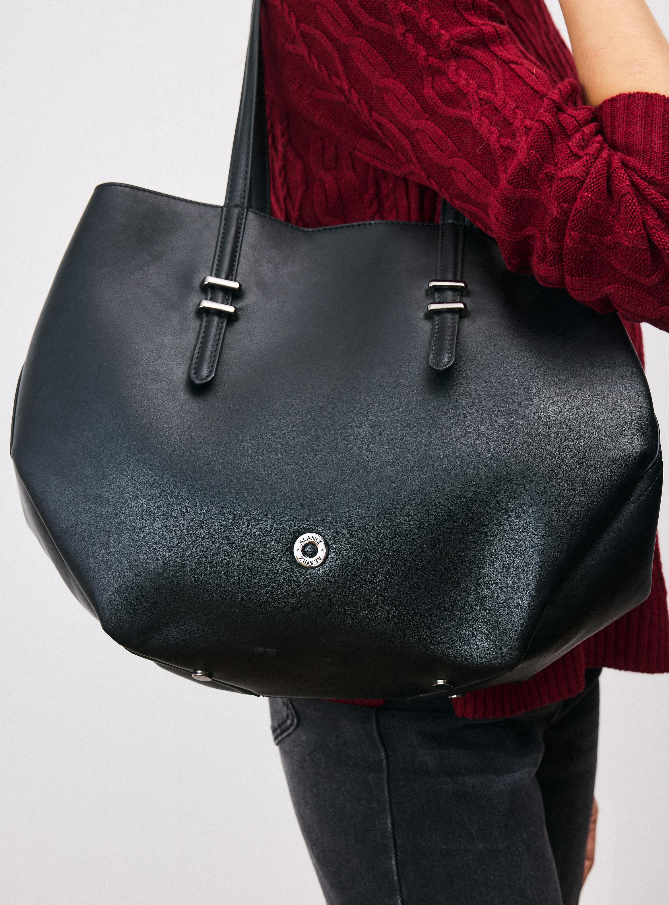 Cartera Totebag Efecto Cuero Fluído-6