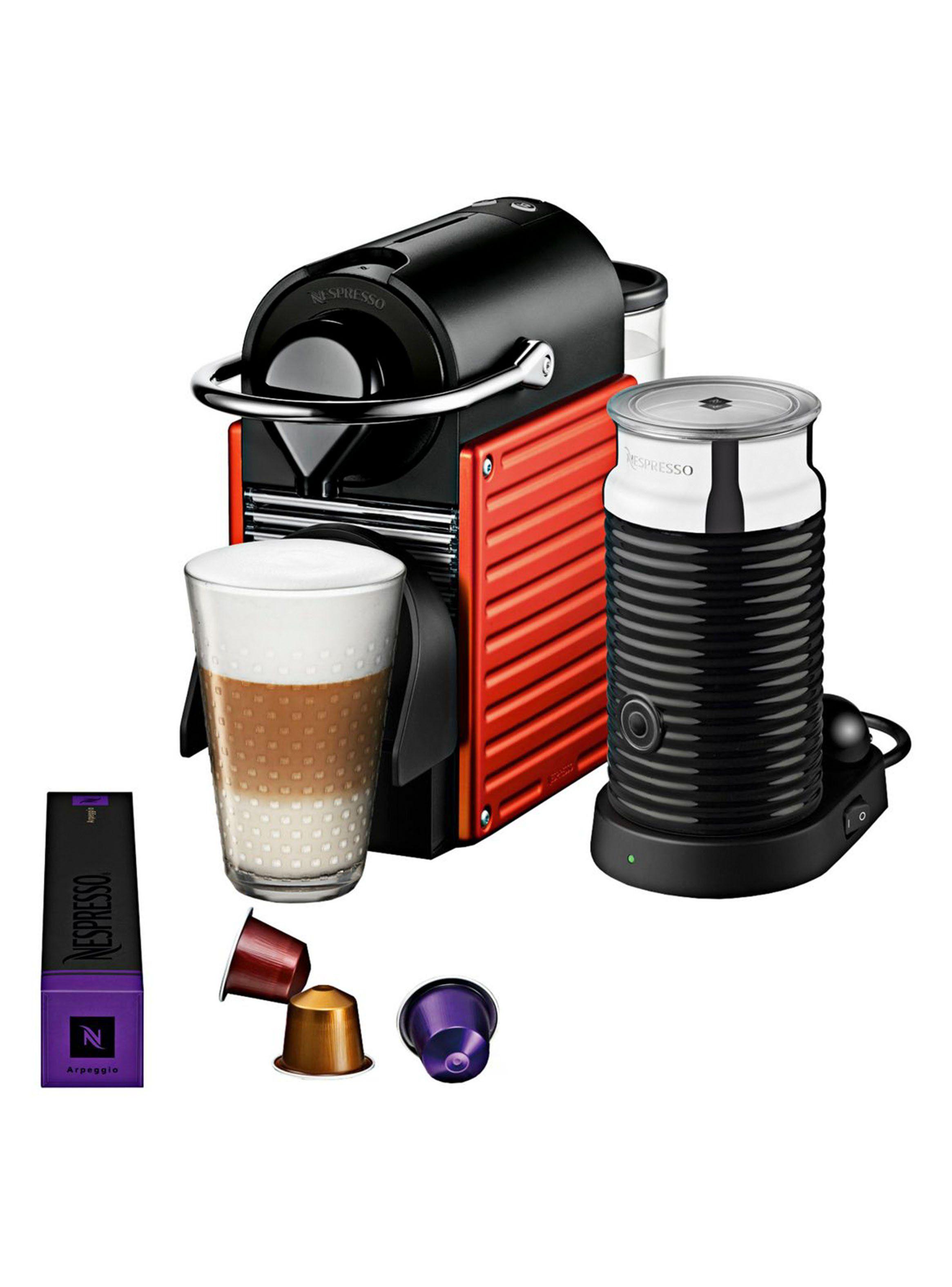 Cafetera Nespresso Pixie C60 Roja y Espumador de Leche-0