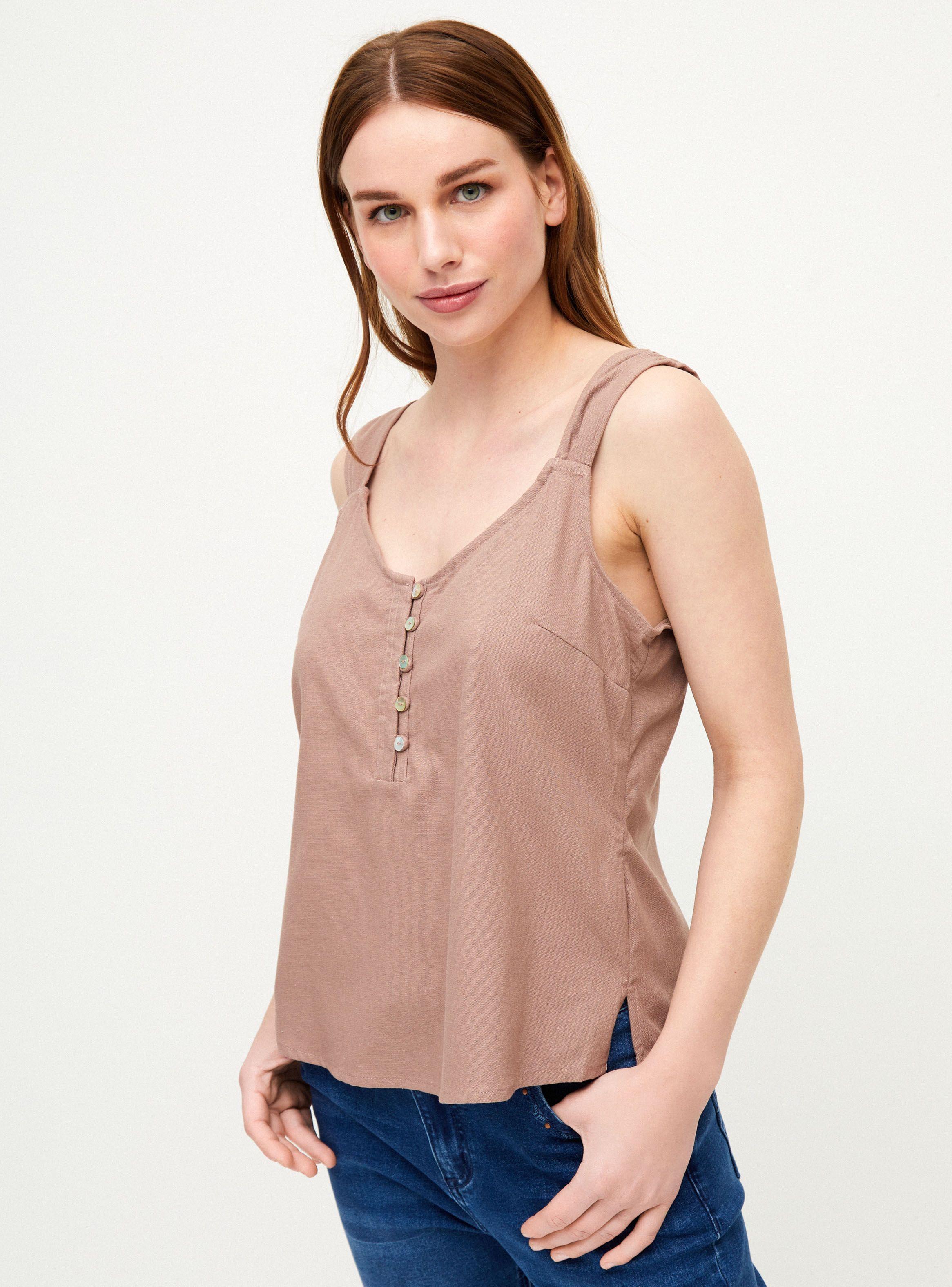 Blusa sin Mangas Botones-0