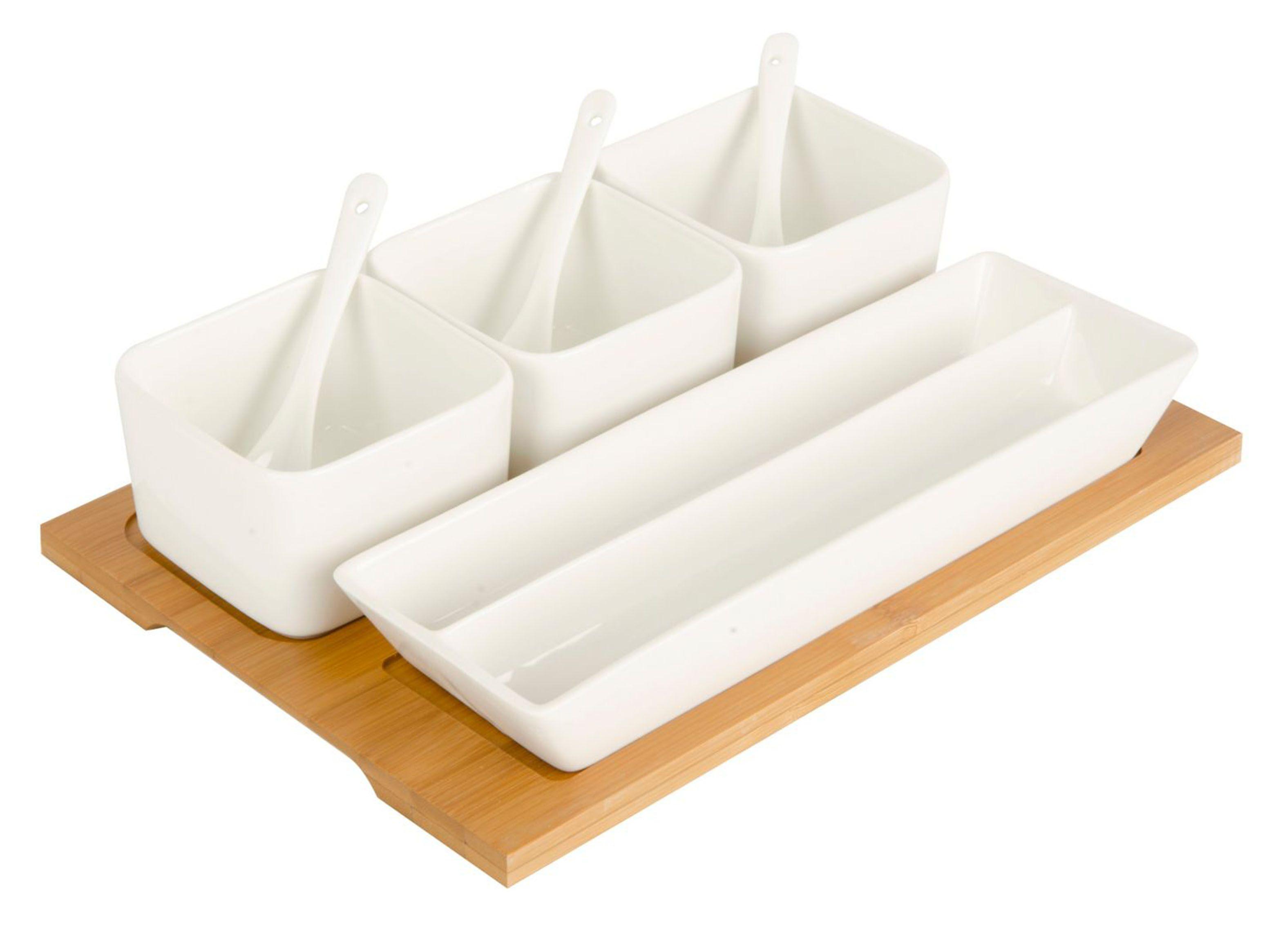 Set de Cocktail 4 Mini Fuentes Bambú-2