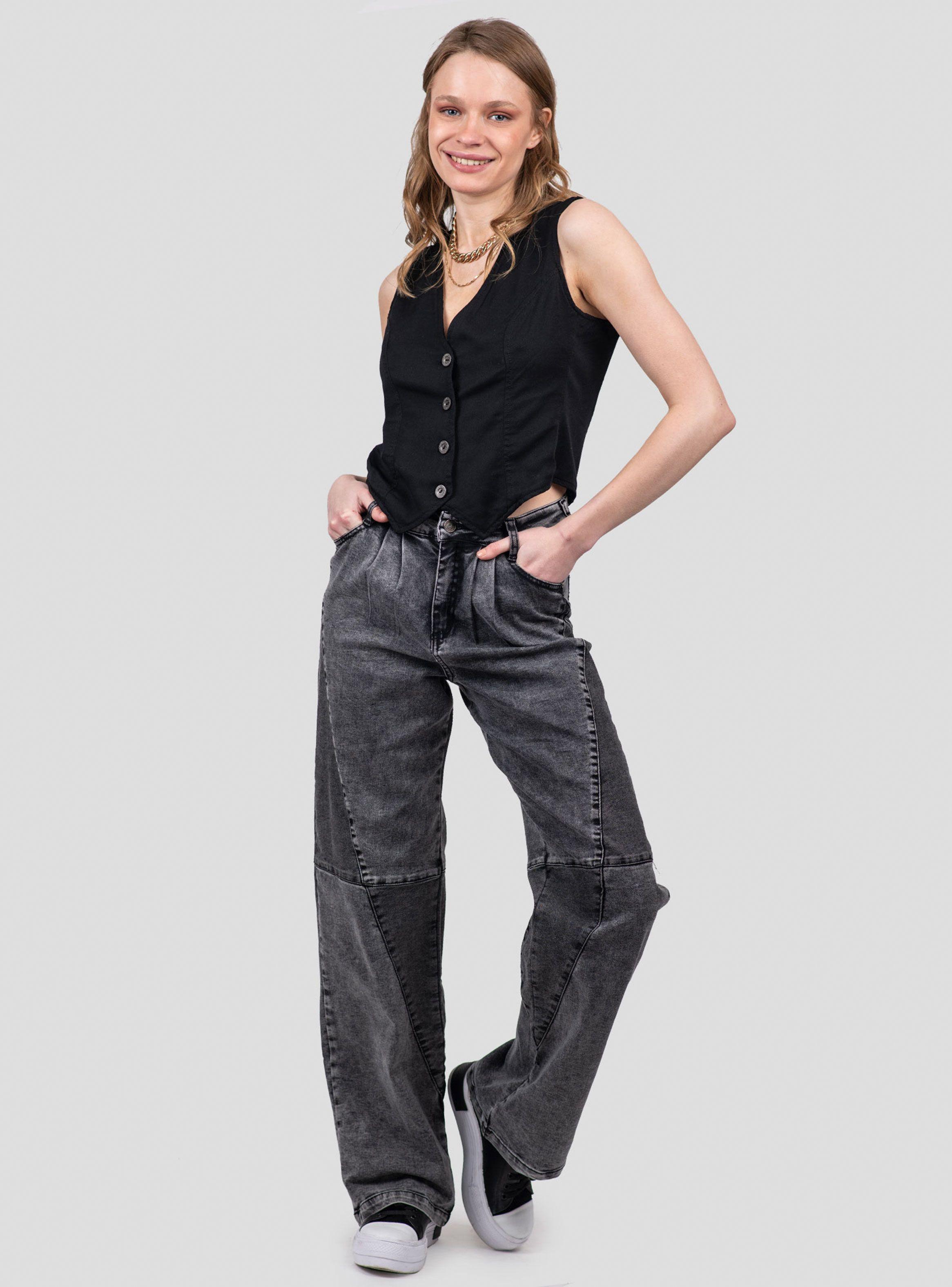 Jeans Gravillado Tiro Alto tipo Baggy-3