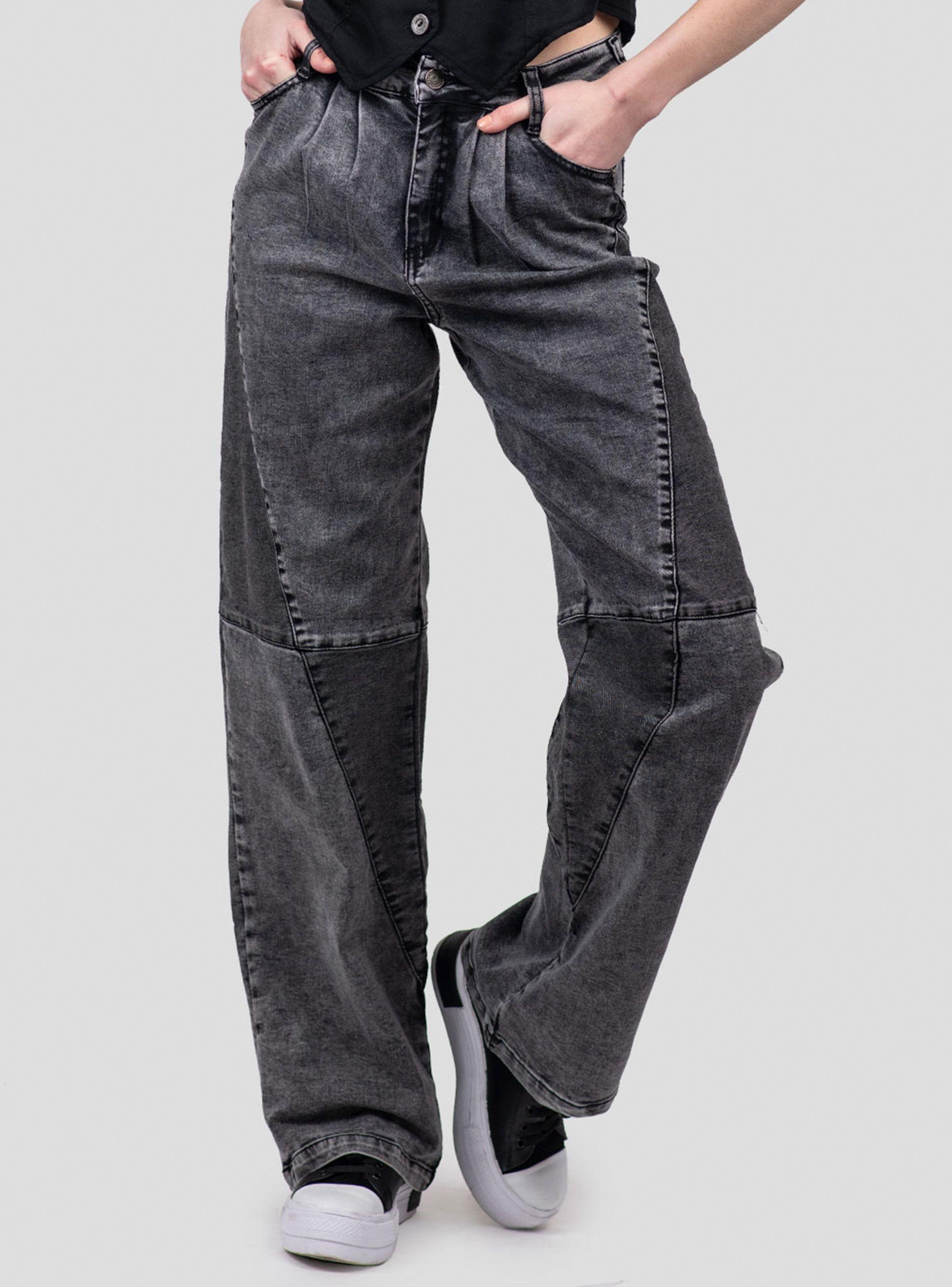 Jeans Gravillado Tiro Alto tipo Baggy-0