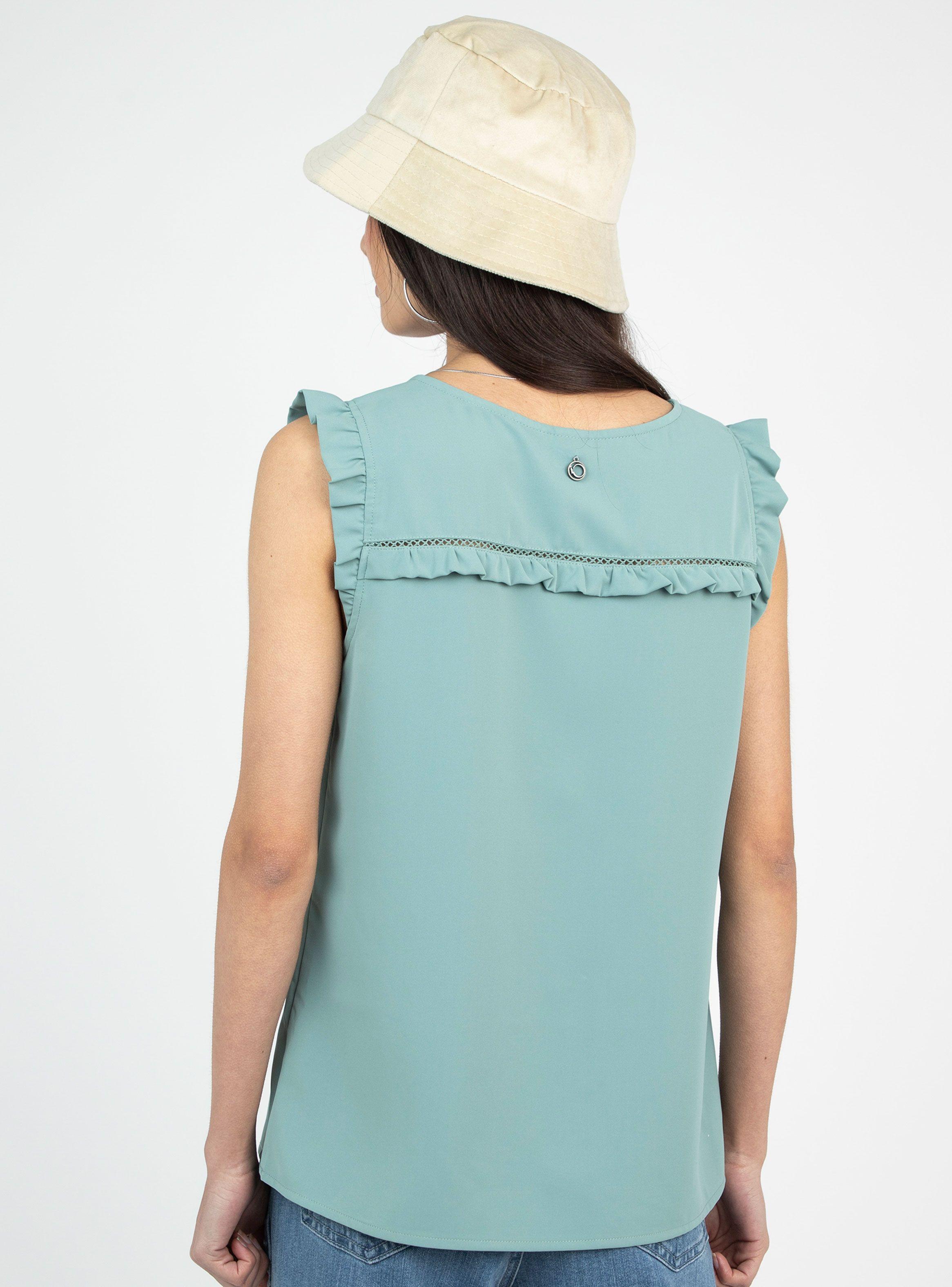 Blusa Sin Mangas Escote V con Vuelos-1