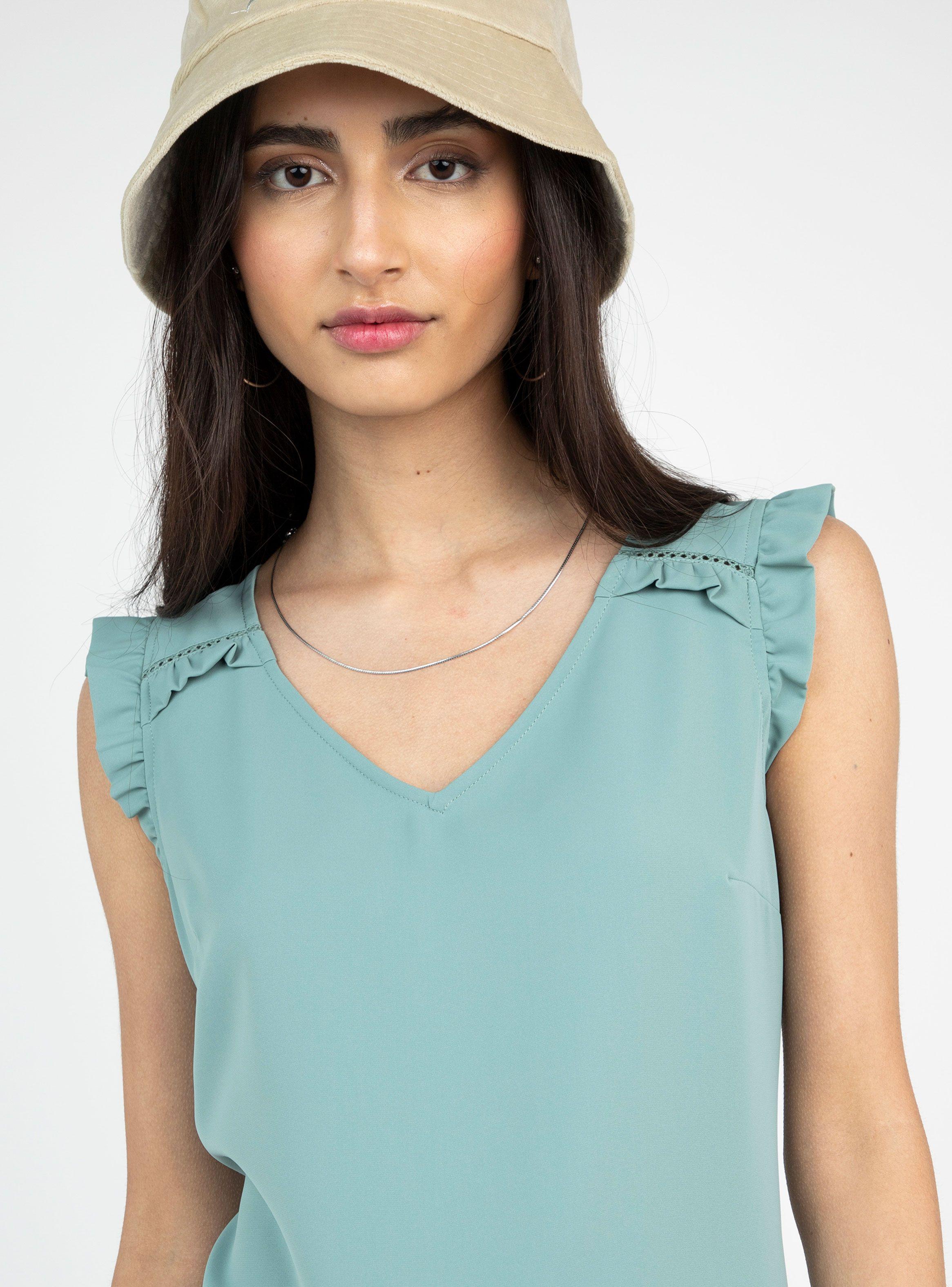 Blusa Sin Mangas Escote V con Vuelos-2