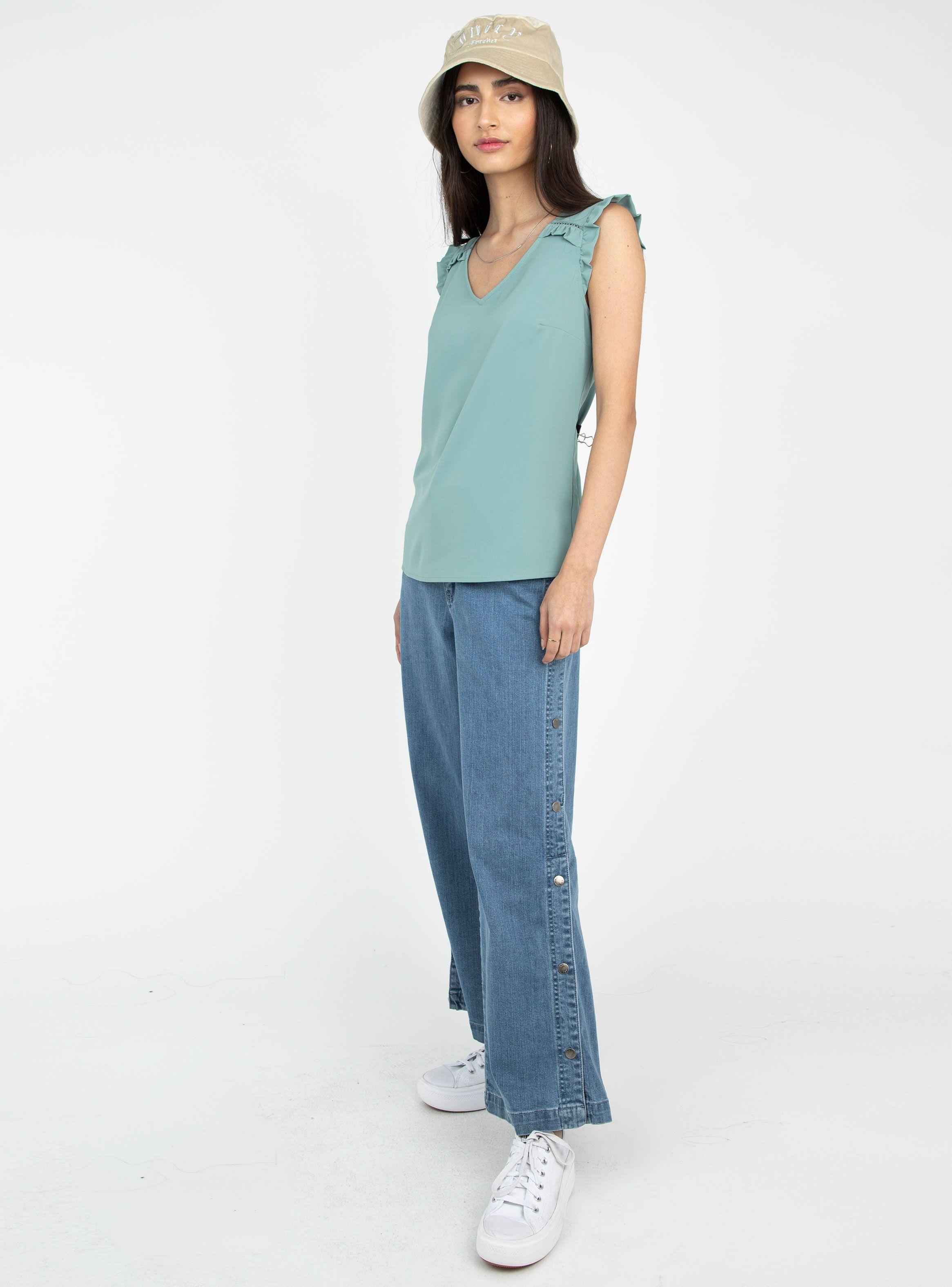 Blusa Sin Mangas Escote V con Vuelos-3