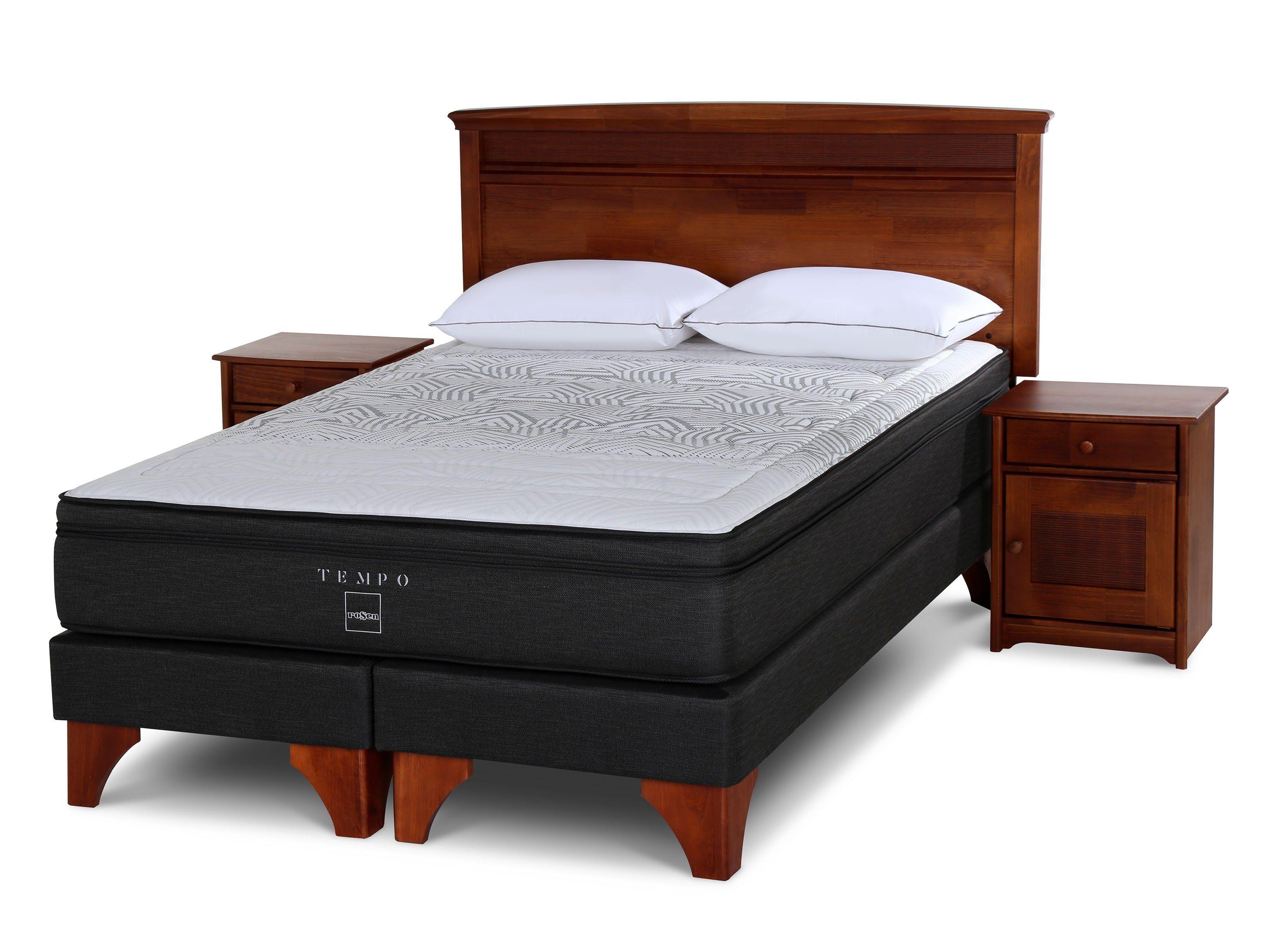 Set Cama Europea Tempo King Base Dividida + Set Muebles Veneto + Almohada-0