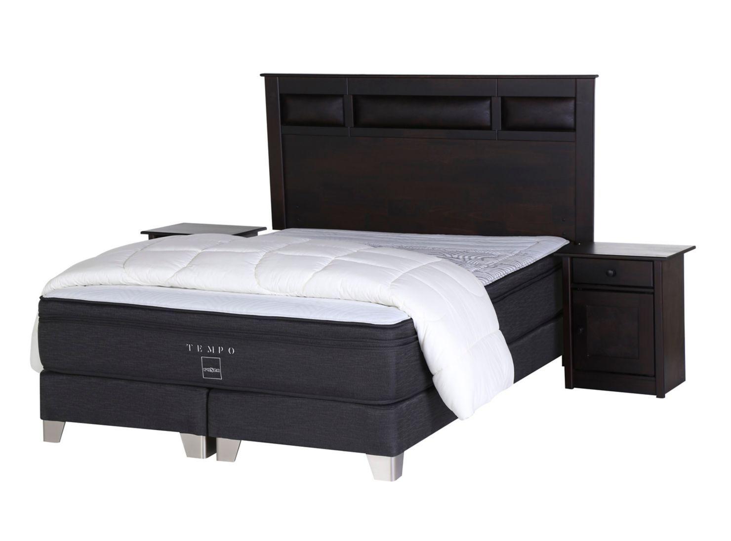 Set Box Spring Tempo King Base Dividida + Set Muebles Bilbao + Plumón-0