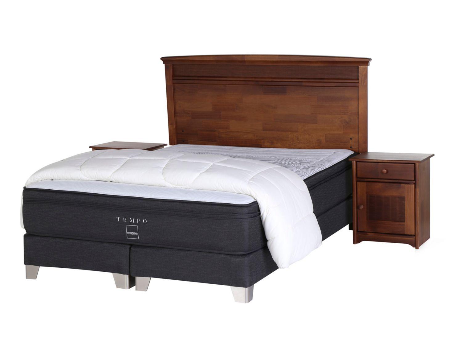 Set Box Spring Tempo King Base Dividida + Set Muebles Veneto + Plumón-0