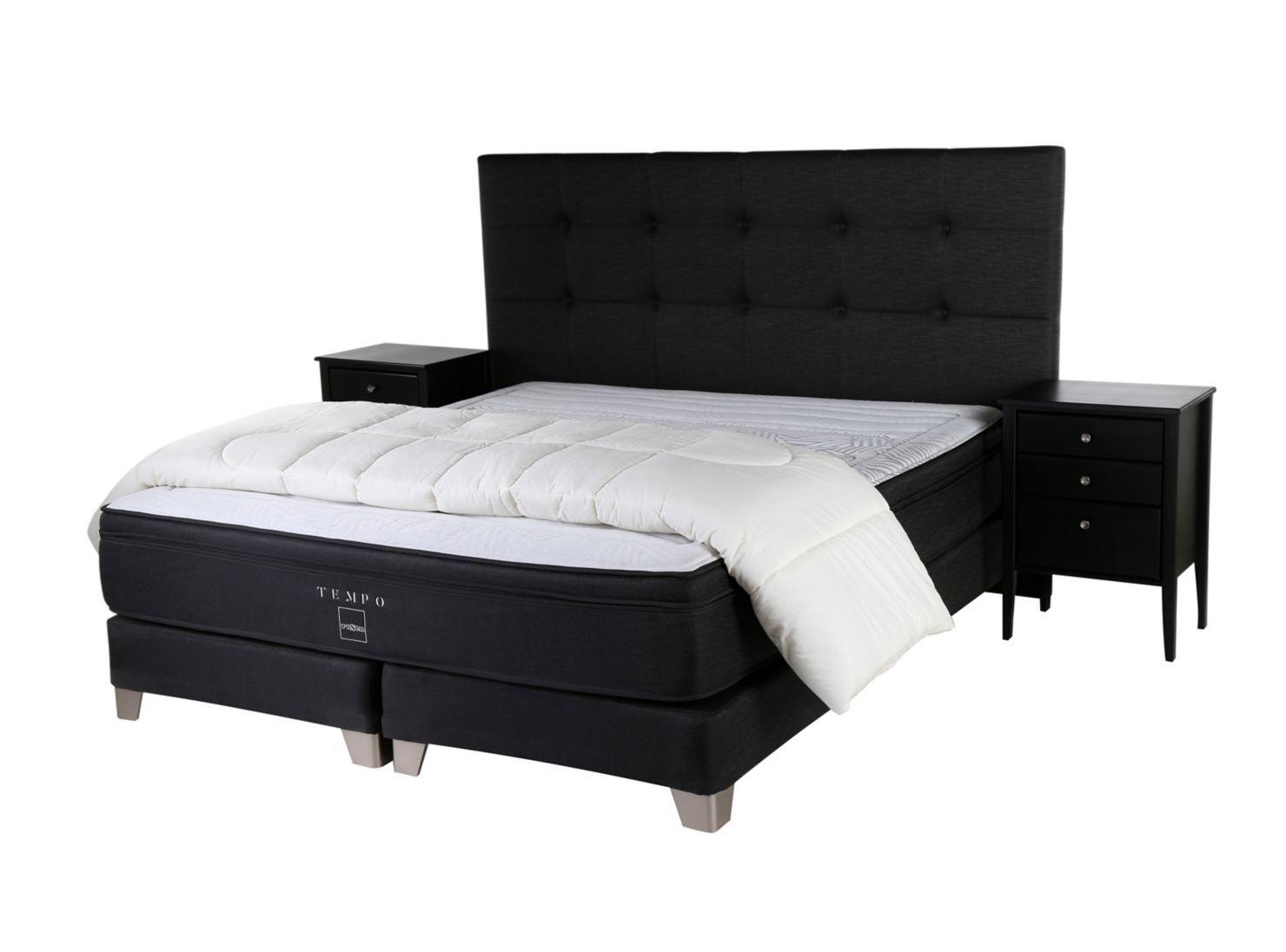 Set Box Spring Tempo King + Set Muebles Issey Grafito + Plumón-0