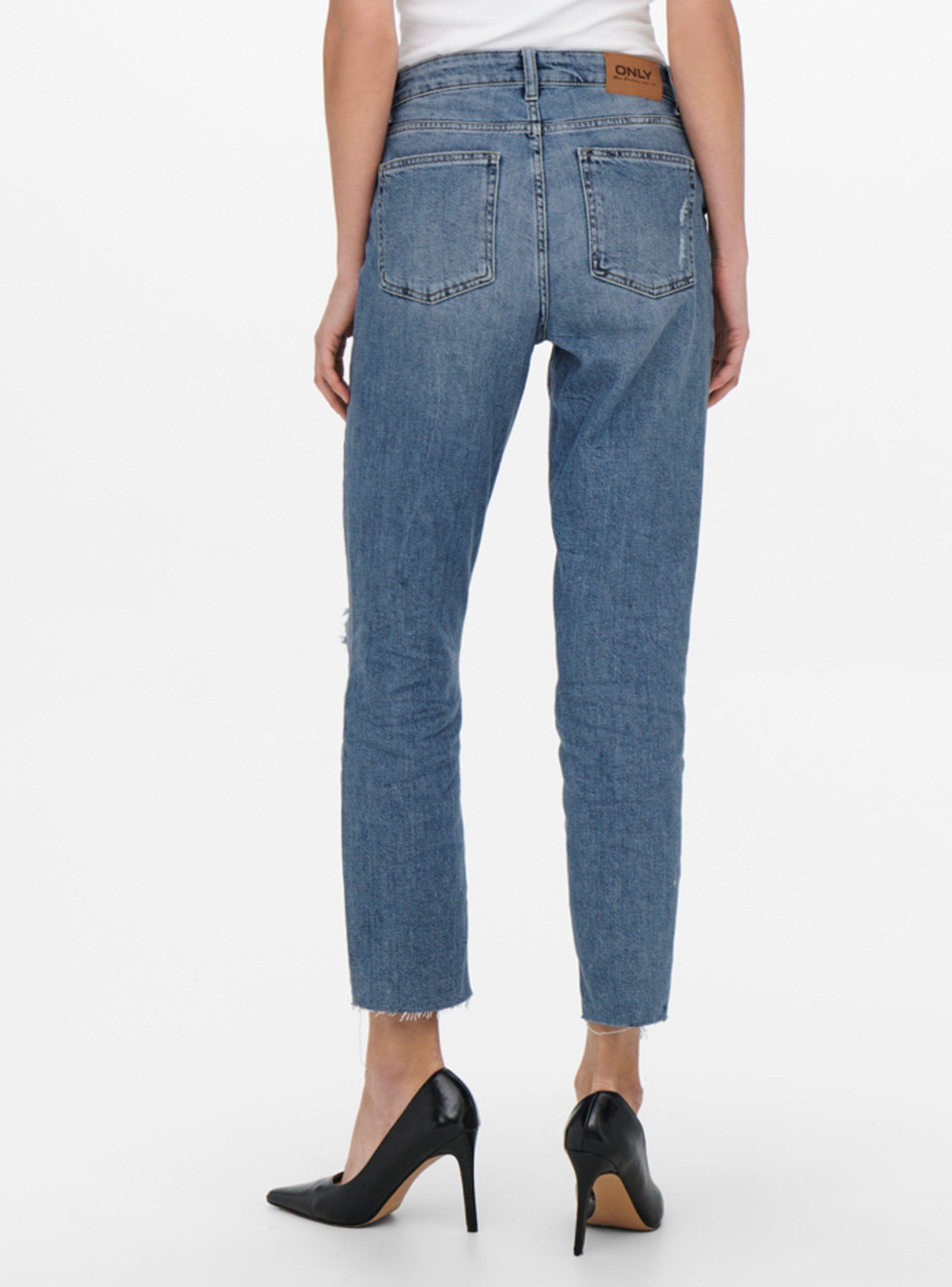 Jeans con Rotura en Rodilla Tiro Alto-1