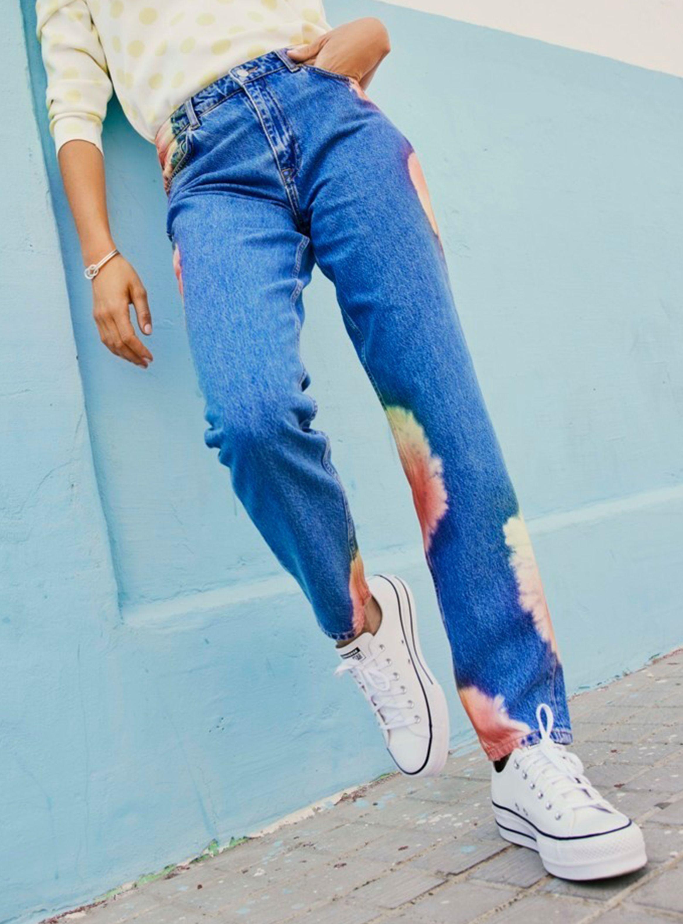 Jean Mom Tiro Alto con Diseño-0